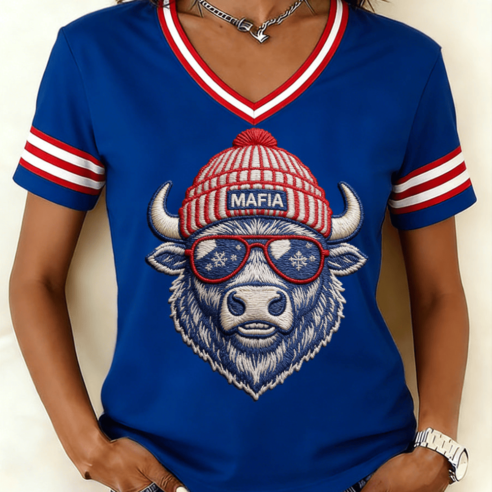 Mafia Football Game Day V-Neck Shirt Buffalo Bills Clothes Gift Ideas For Girlfriend