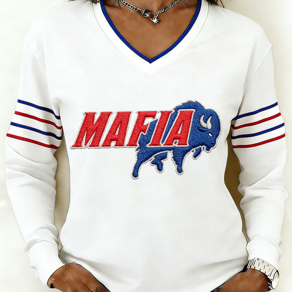 Mafia Football V-Neck Long Sleeve Shirt Buffalo Bills Game Day Clothing Gift For Girl