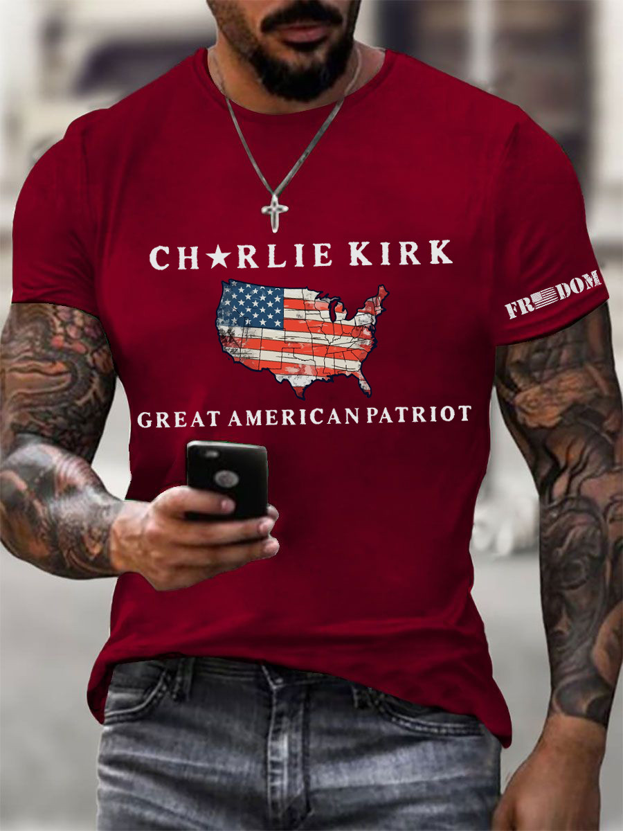 MAGA Charlie Kirk T-Shirt Great American Patriot Tribute Red Charlie Kirk Shirt