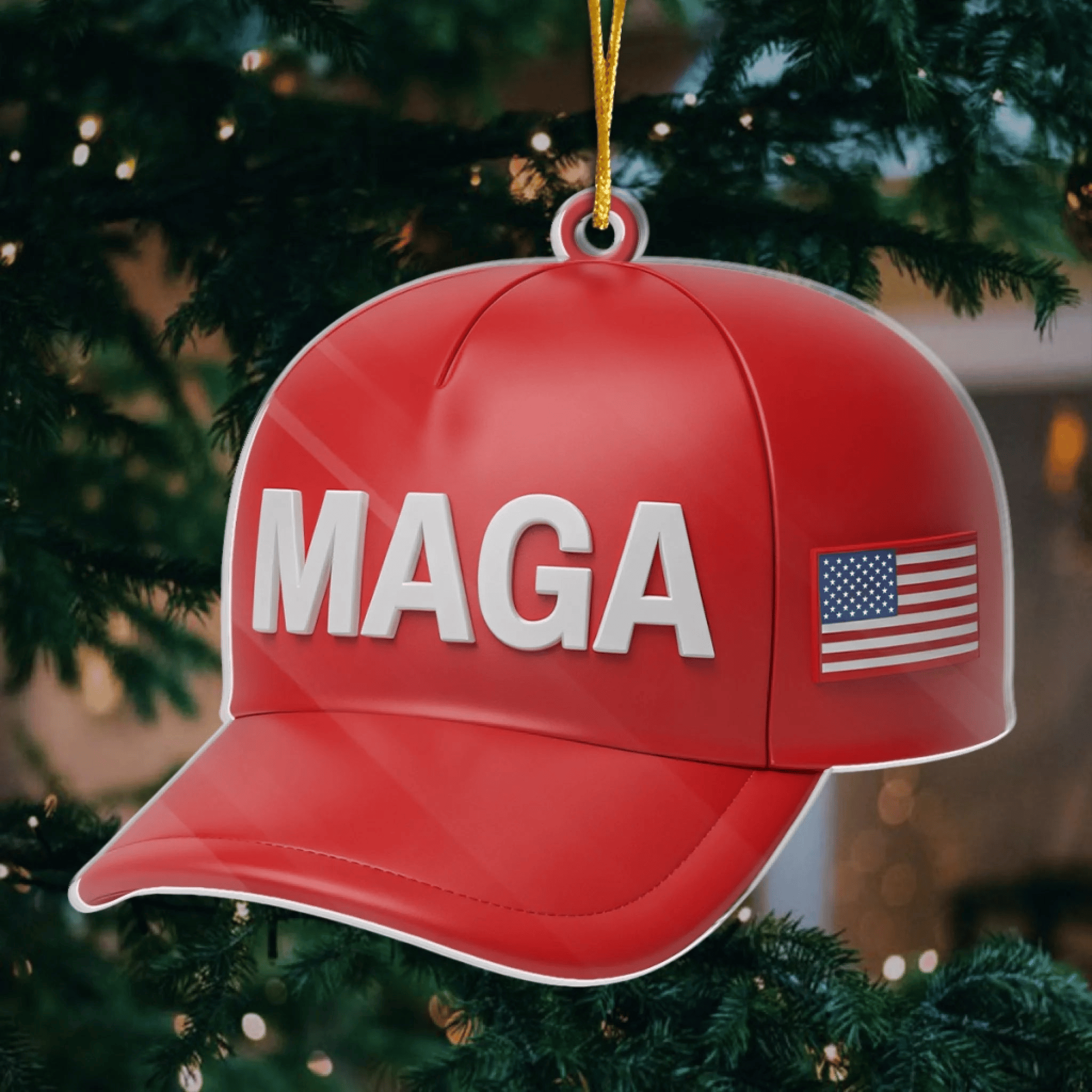 MAGA Hat Acrylic Ornament Christmas Gifts For Conservative Supporters