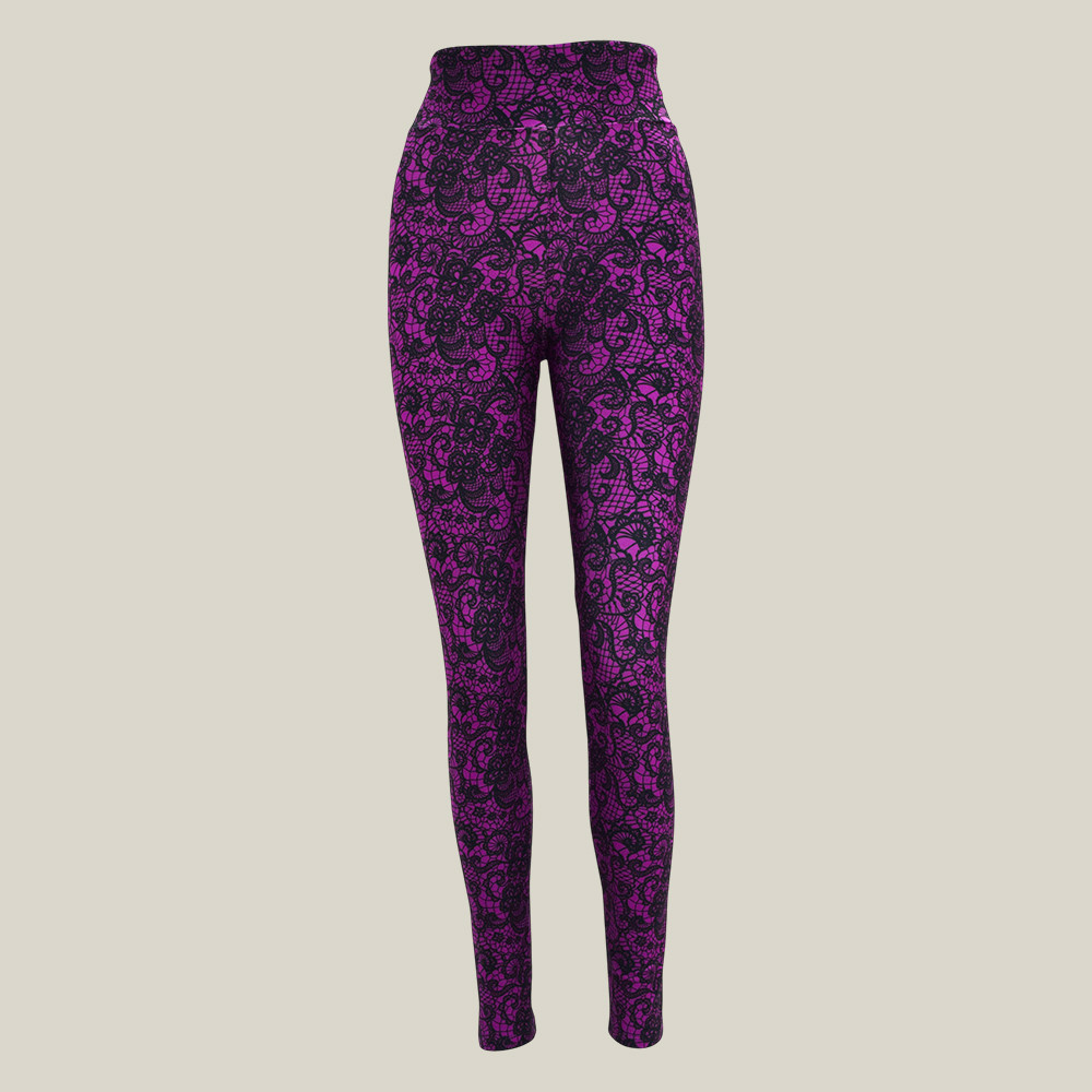 Magenta Lace Legging Floral Design Yoga Legging Cool Gifts For Yoga Lovers