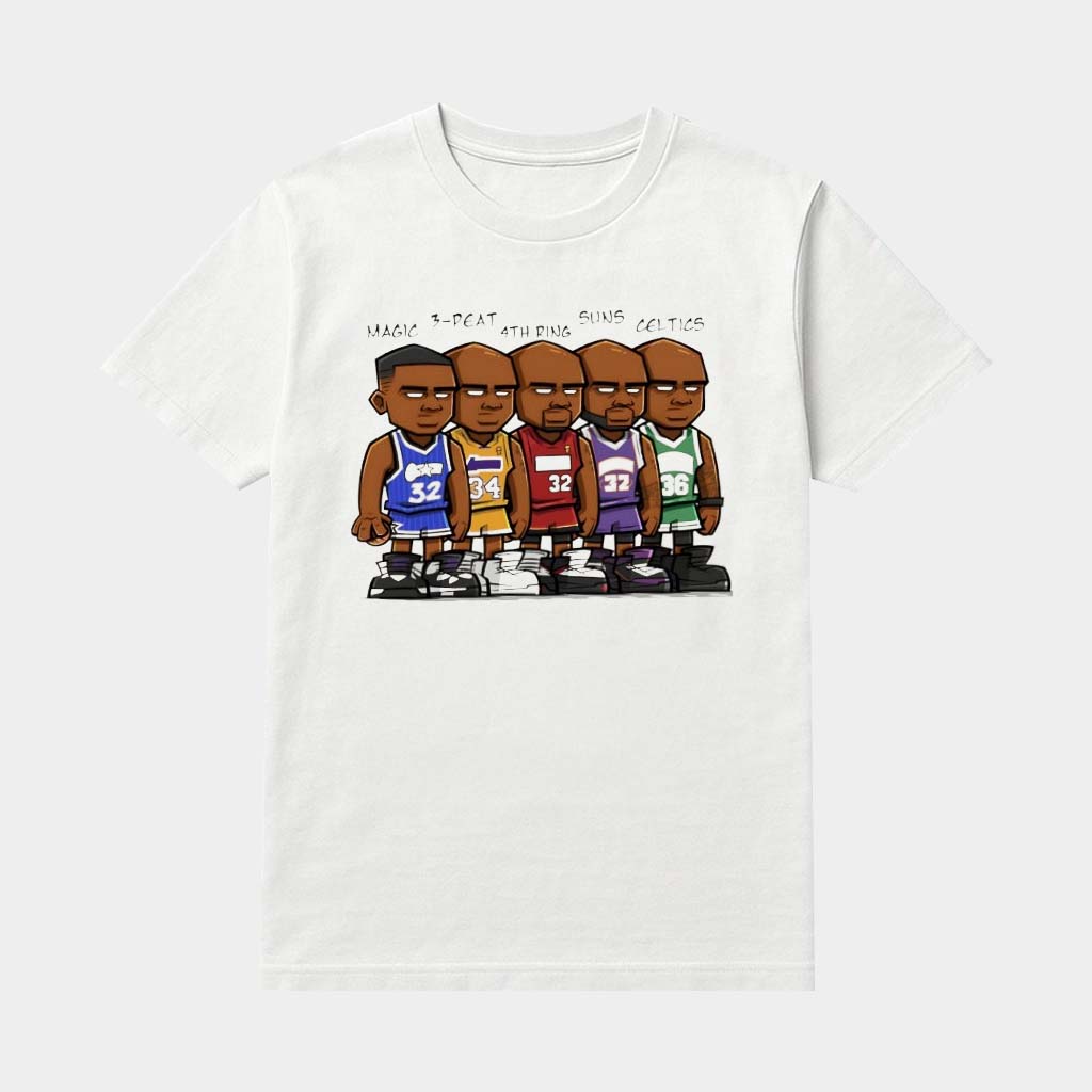 Magic 3 Peat 4th Ring Suns Celtics Basketball Player Cartoon Shirt Gifts For Fans