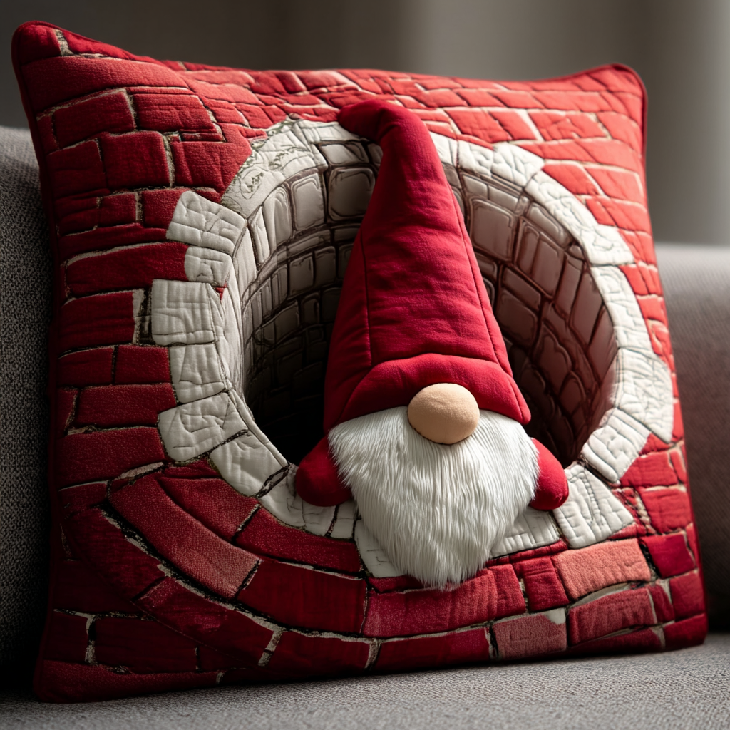 Magic Gnome Quilted Pillow Case Holiday Throw Pillow Covers Gnome Christmas Decorations