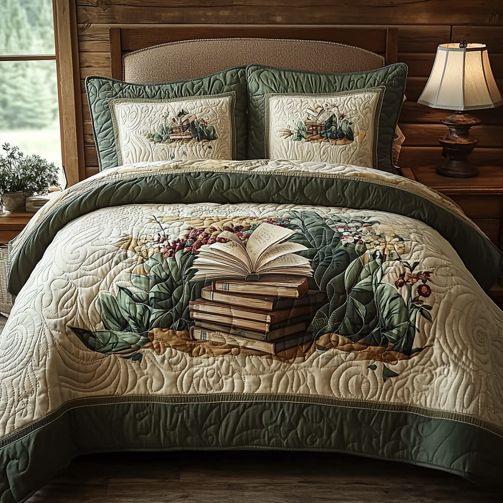 Magic in Bloom Quilted Bedding Set Best Bed Sheet Set Great Book Lover Presents