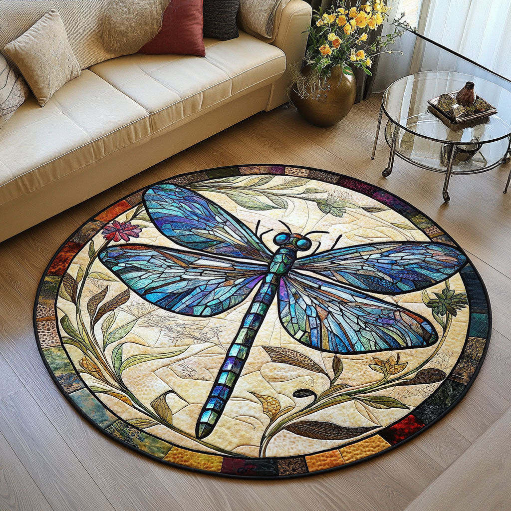 Magic in Motion Quilted Round Mat Entryway Rug Ideas Dragonfly Gifts For Her