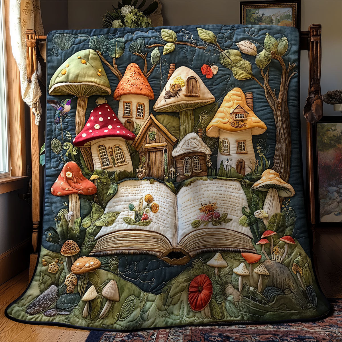 Magic Mushroom Forest Book Quilt Blanket Couch Blanket Perfect Mother' Day Gifts