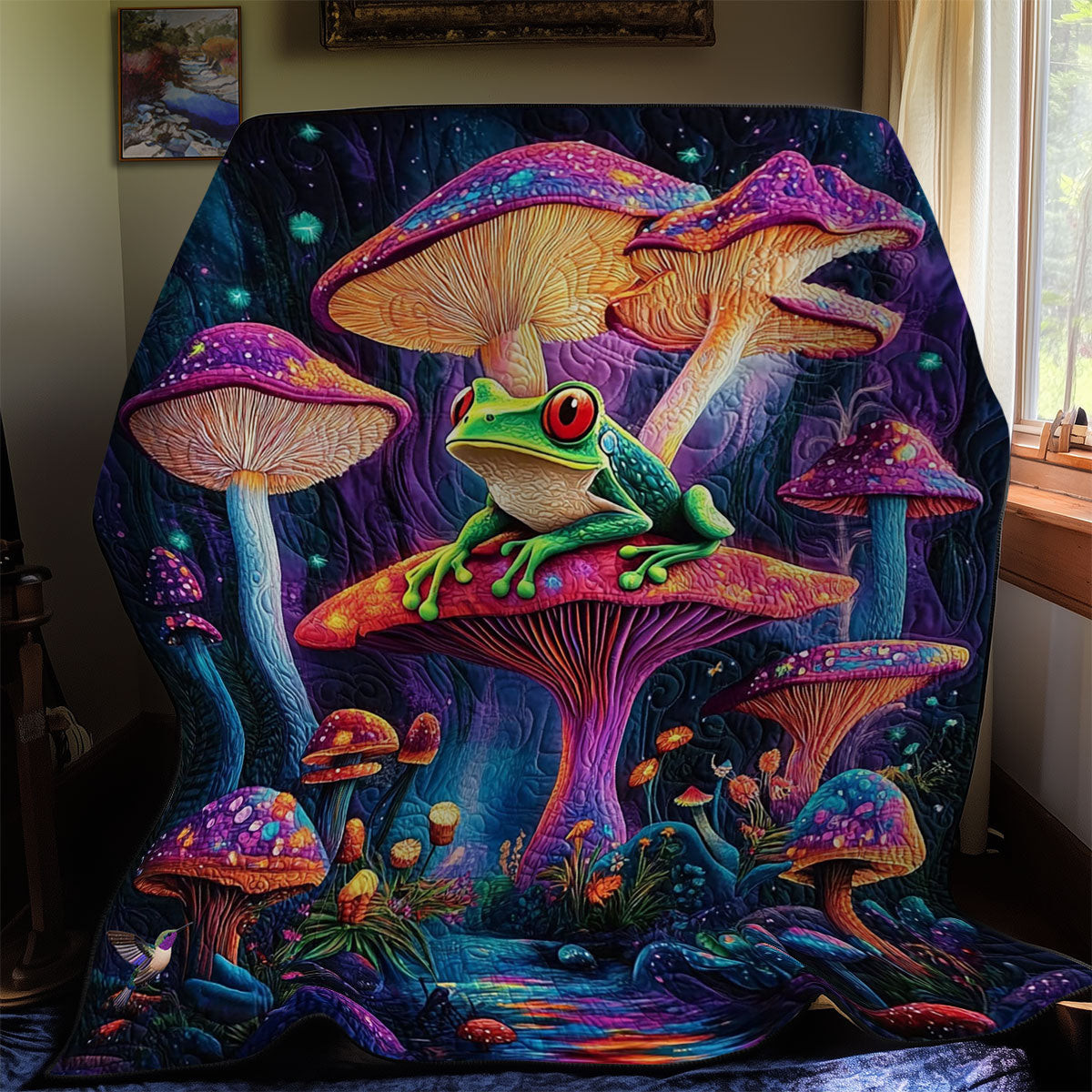 Magic Mushroom Forest Frog Quilt Blanket Mothers Day Blanket Gifts For Mother In Law
