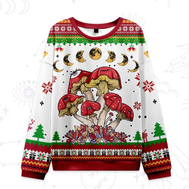Magic Mushroom Phase Moon Ugly Christmas Sweater Psychical Xmas Clothing Gifts For Her