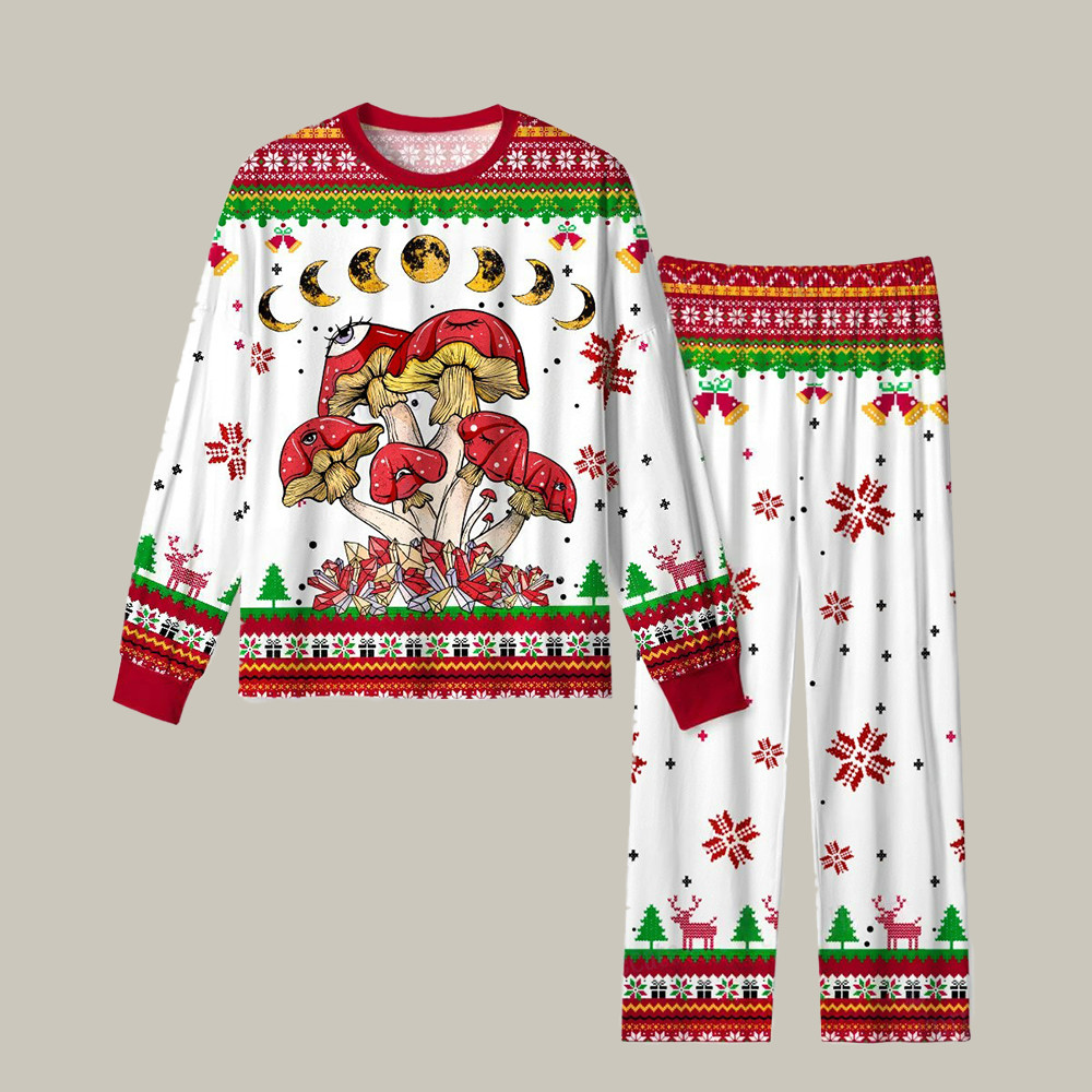 Magic Red Mushroom Christmas Pajamas Fantasy Themed Christmas Clothing Tarot Reader Xmas Gifts