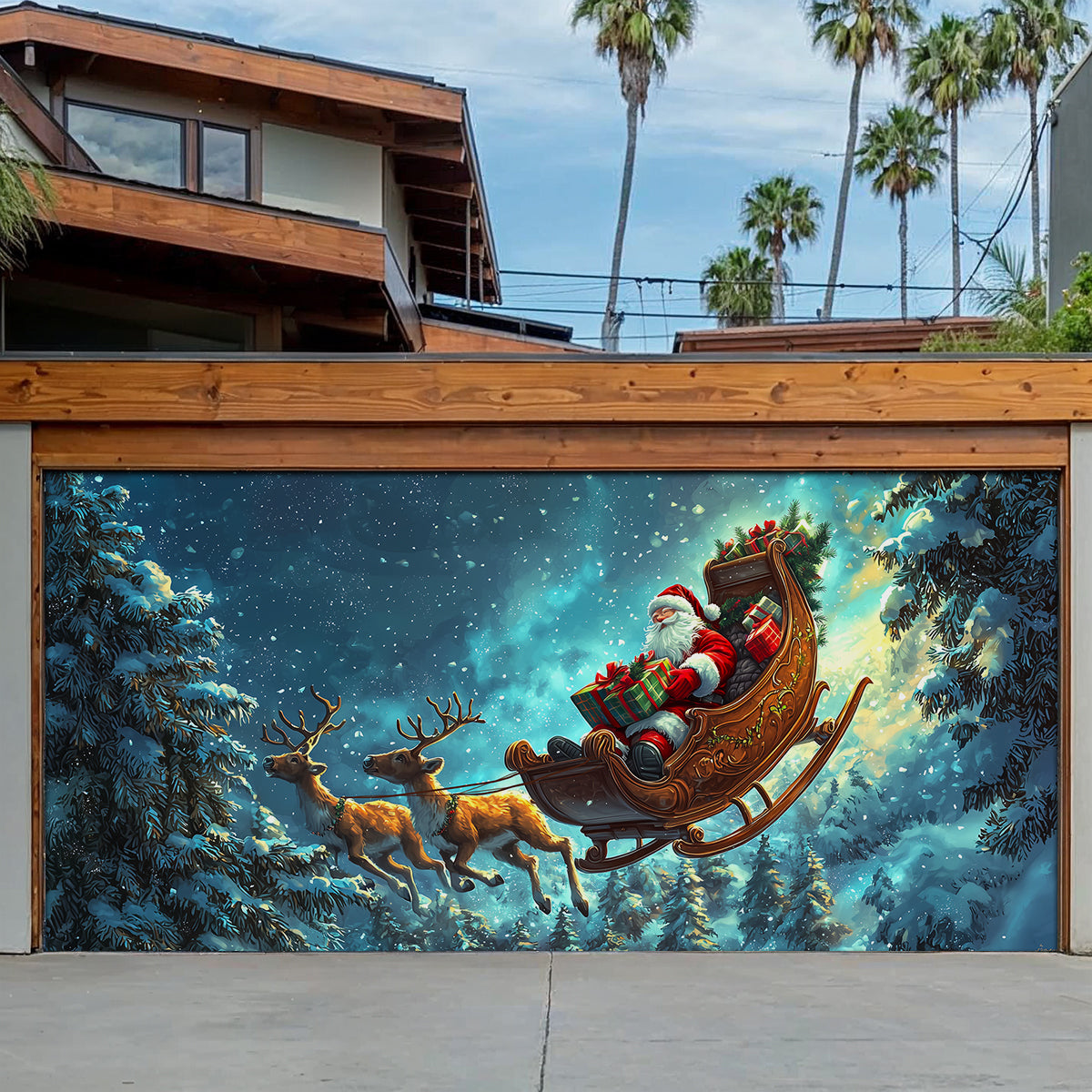 Magic Santa's Sleigh Christmas Garage Door Banner Garage Christmas Decor Unique Xmas Gifts
