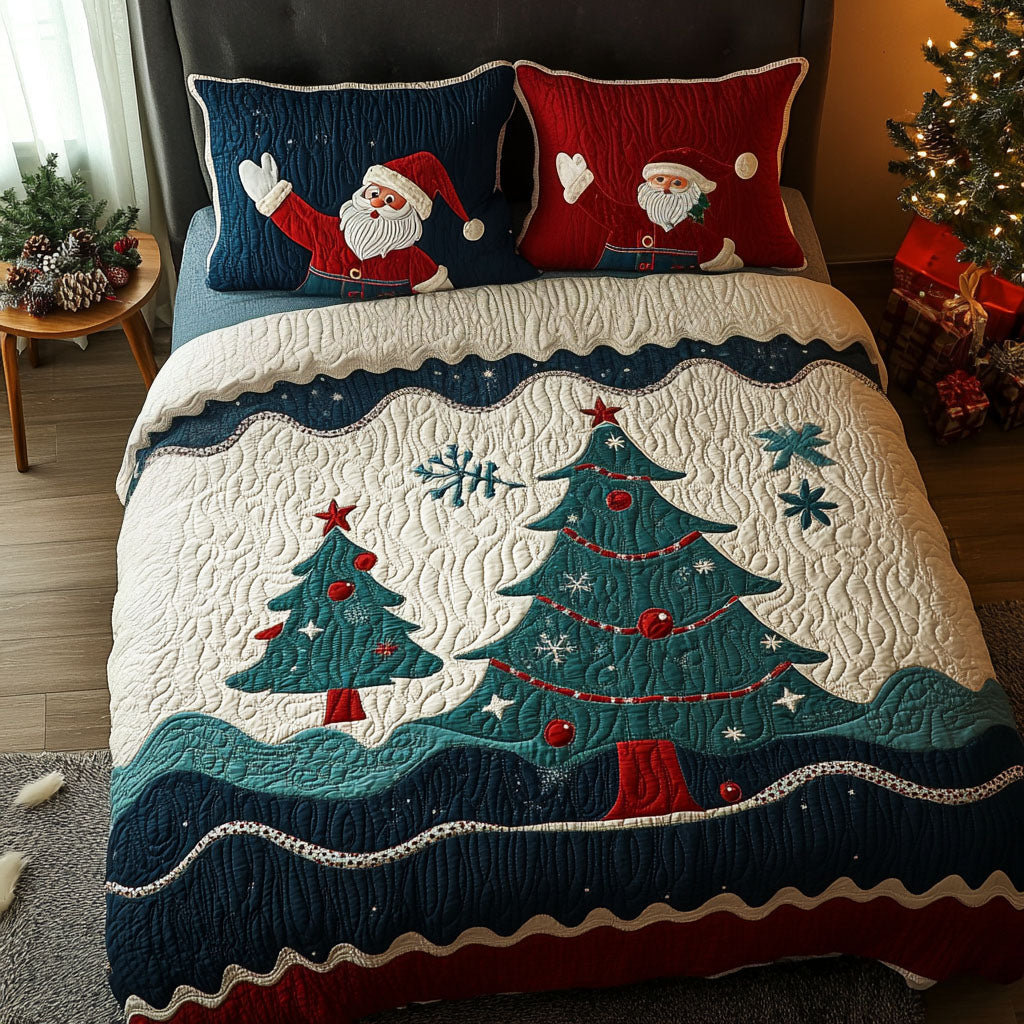 Magic Under the Pines Quilted Bedding Set Holiday Duvet Sets Christmas Gifts For Girlfriend