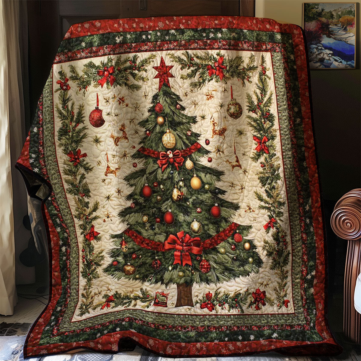 Magical Christmas Tree Quilt Blanket Luxury Throw Blankets Gifts For New Dads