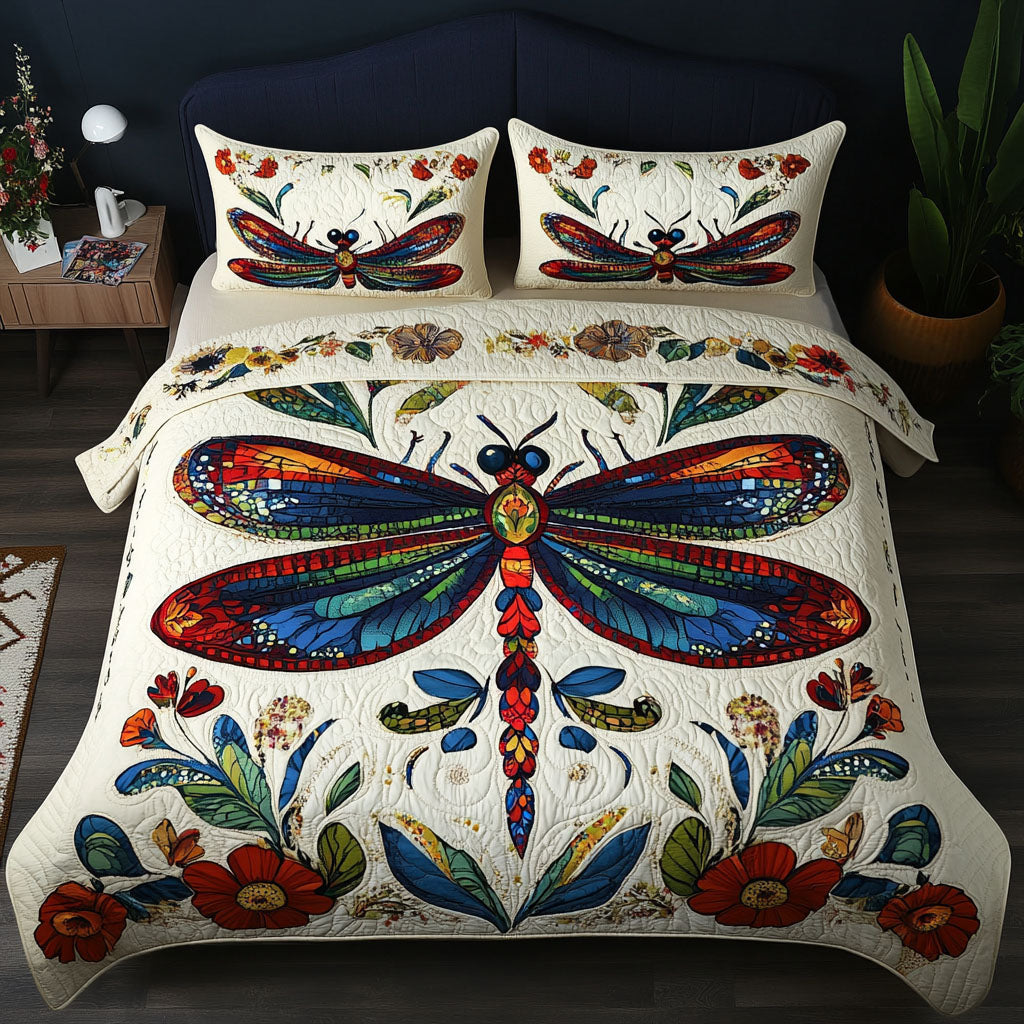 Magical Drift Quilted Bedding Set Cute Room Decor Dragonfly Gifts For Women