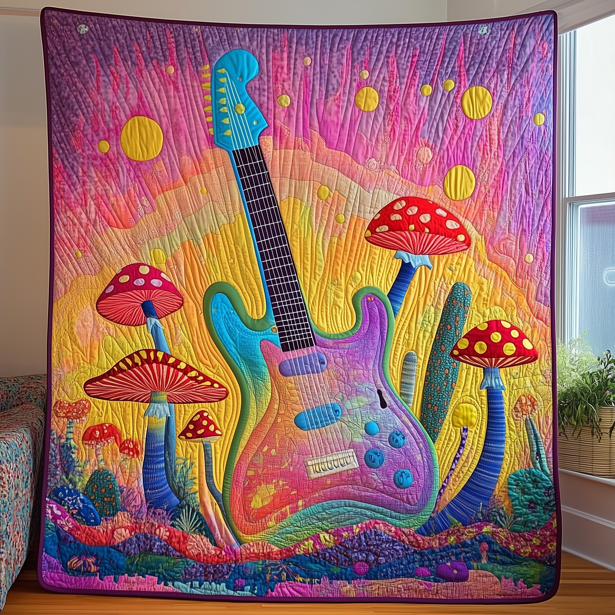 Magical Mushroom Quilted Blanket Cute Soft BlanketGifts For Mushroom Growers
