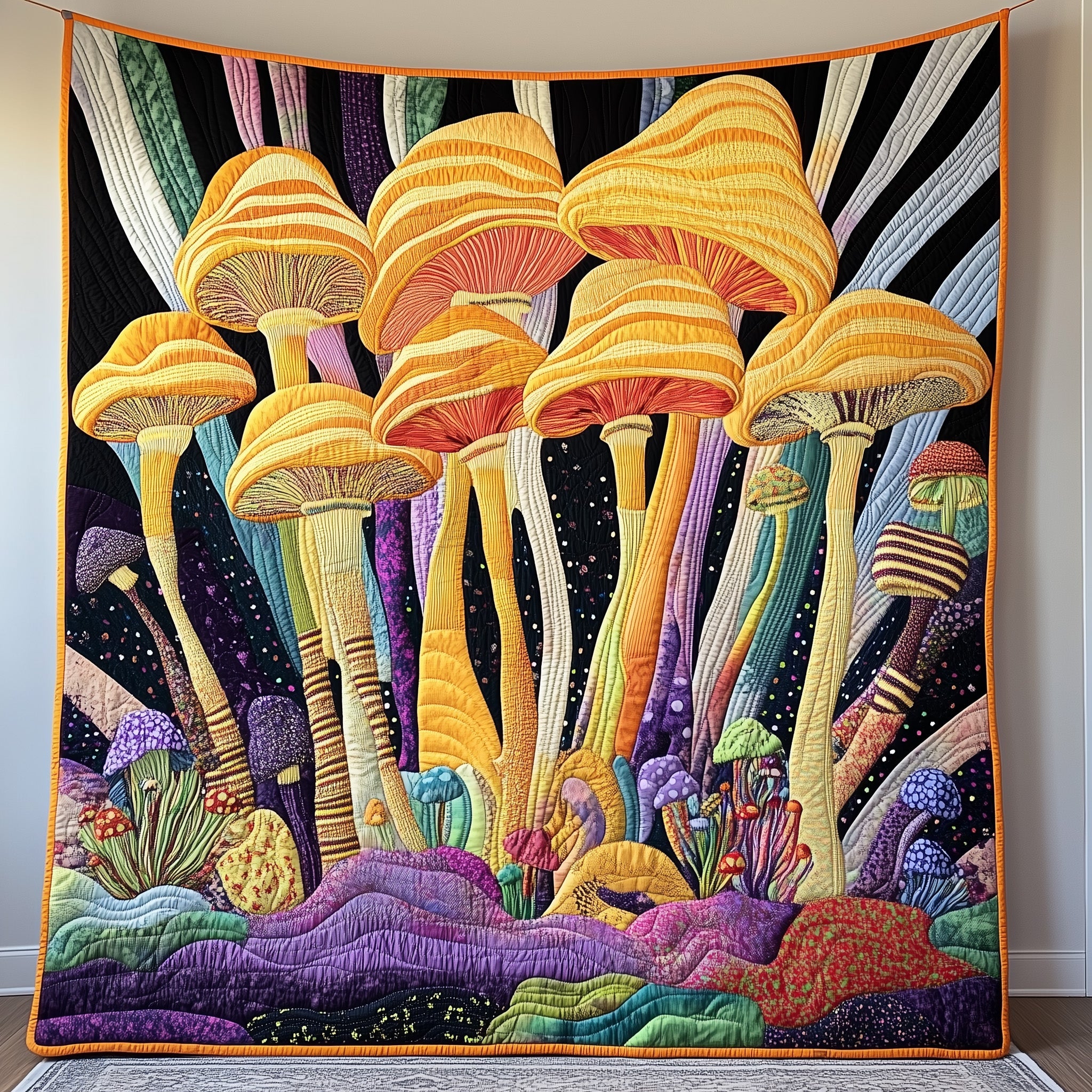 Magical Mushroom Quilted Blanket Cute Soft BlanketMushroom Lovers Gifts