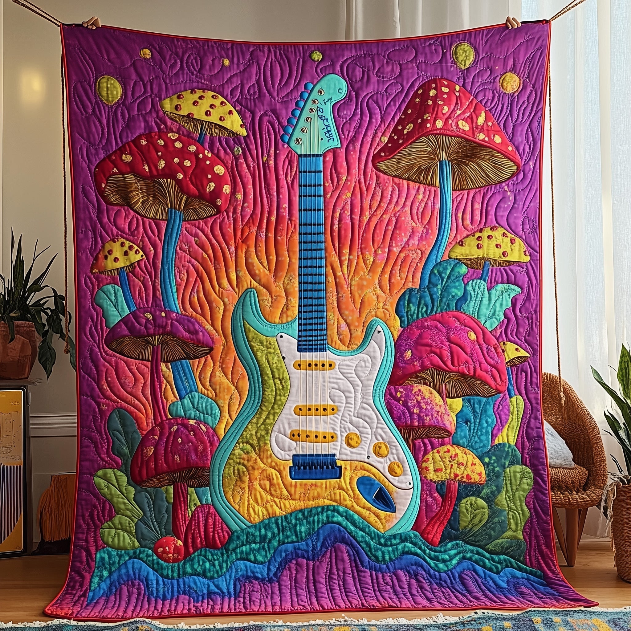 Magical Mushroom Quilted Blanket Cute Soft BlanketPresents For Mushroom Lovers