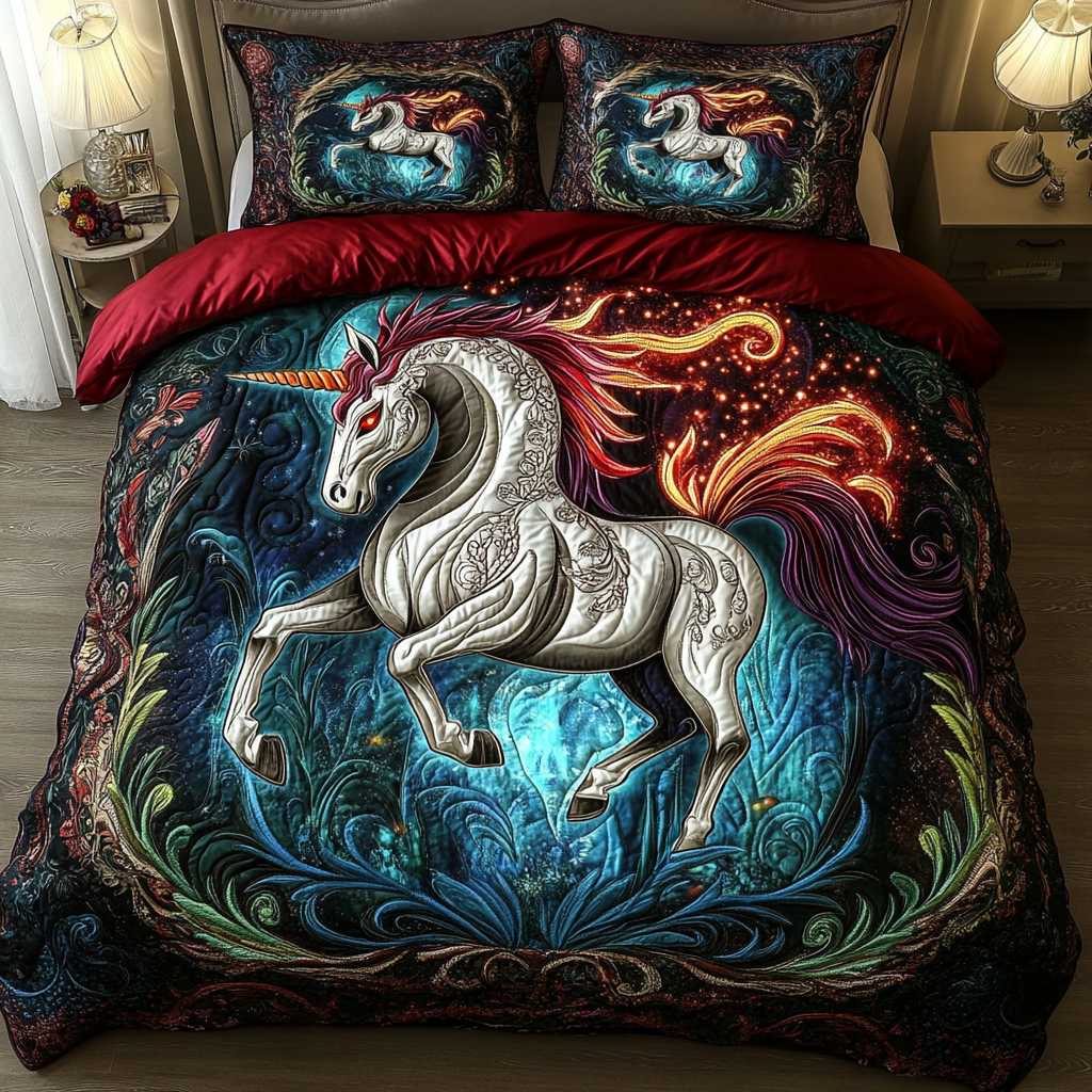 Magical Unicorn Quilted Bedding Set Best Bed Sheet Set Unicorn Birthday Gifts