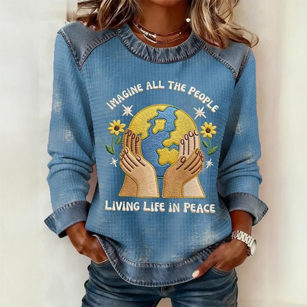 magine All The People Living Life In Peace Sweatshirt Peace Support Apparel
