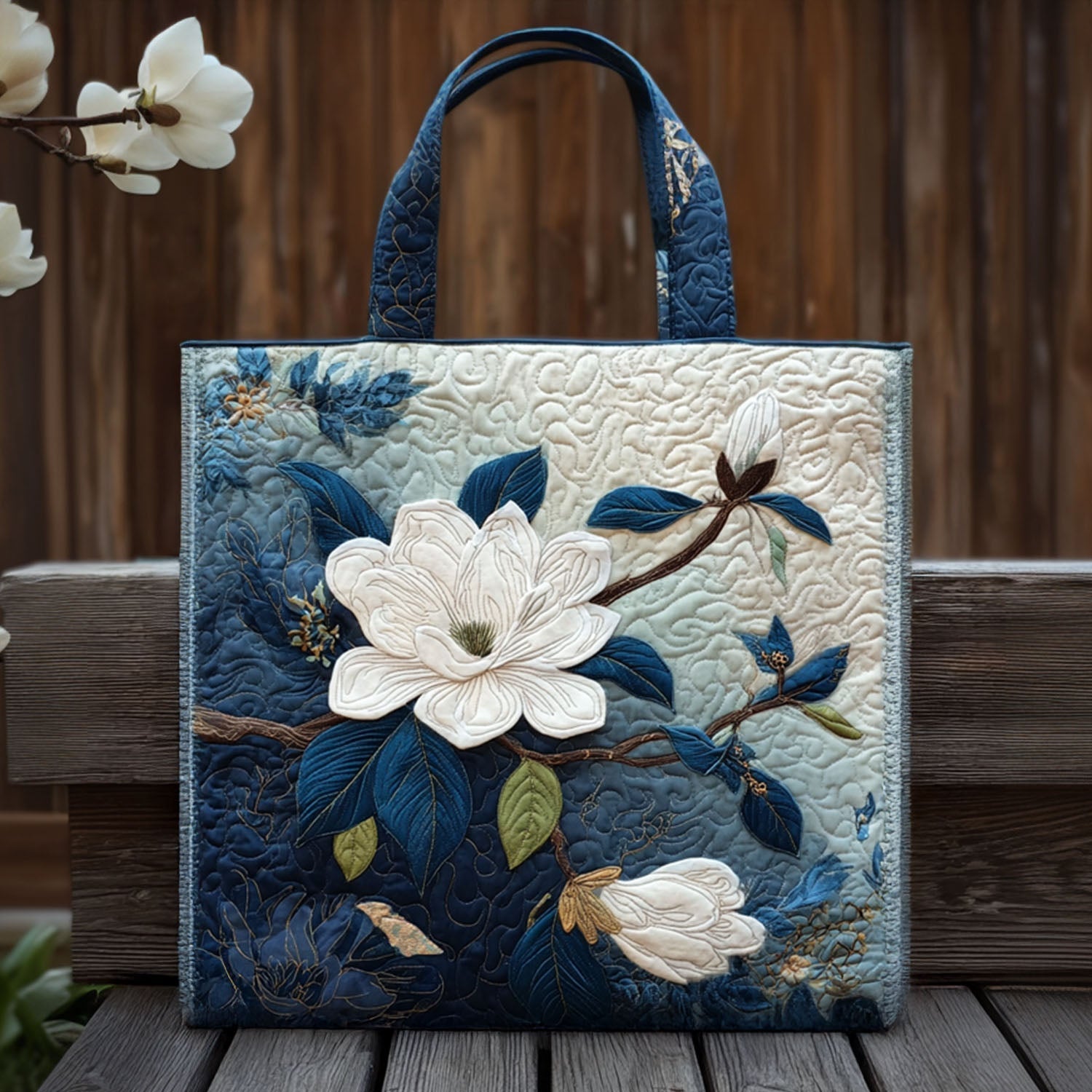 Magnolia Beauty Quilted Tote Bag Gifts For Flower Enthusiasts