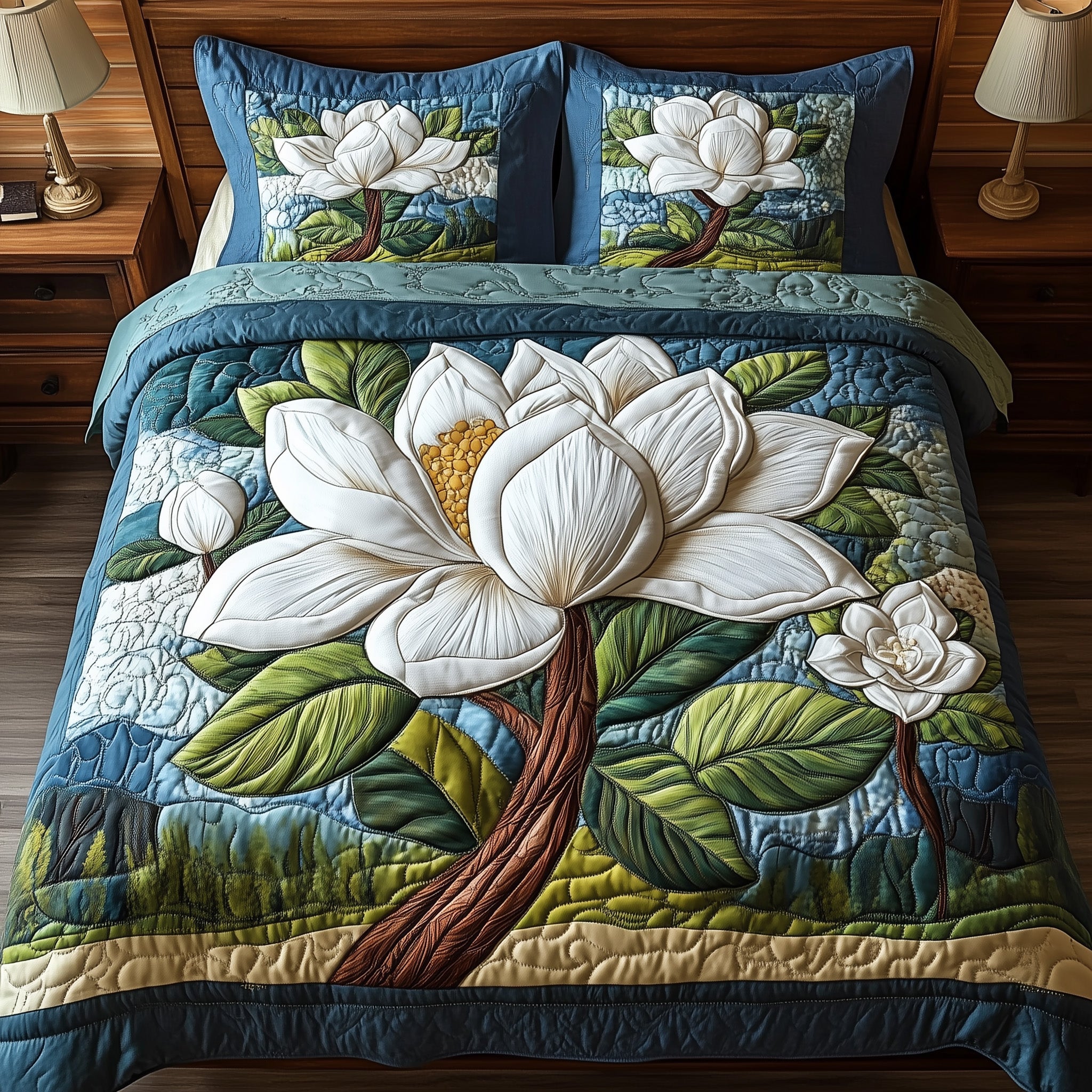 Magnolia Bloom Quilted Bedding Set Duvet Cover Bed Sheet Gifts To Get Your Mother In Law For Christmas