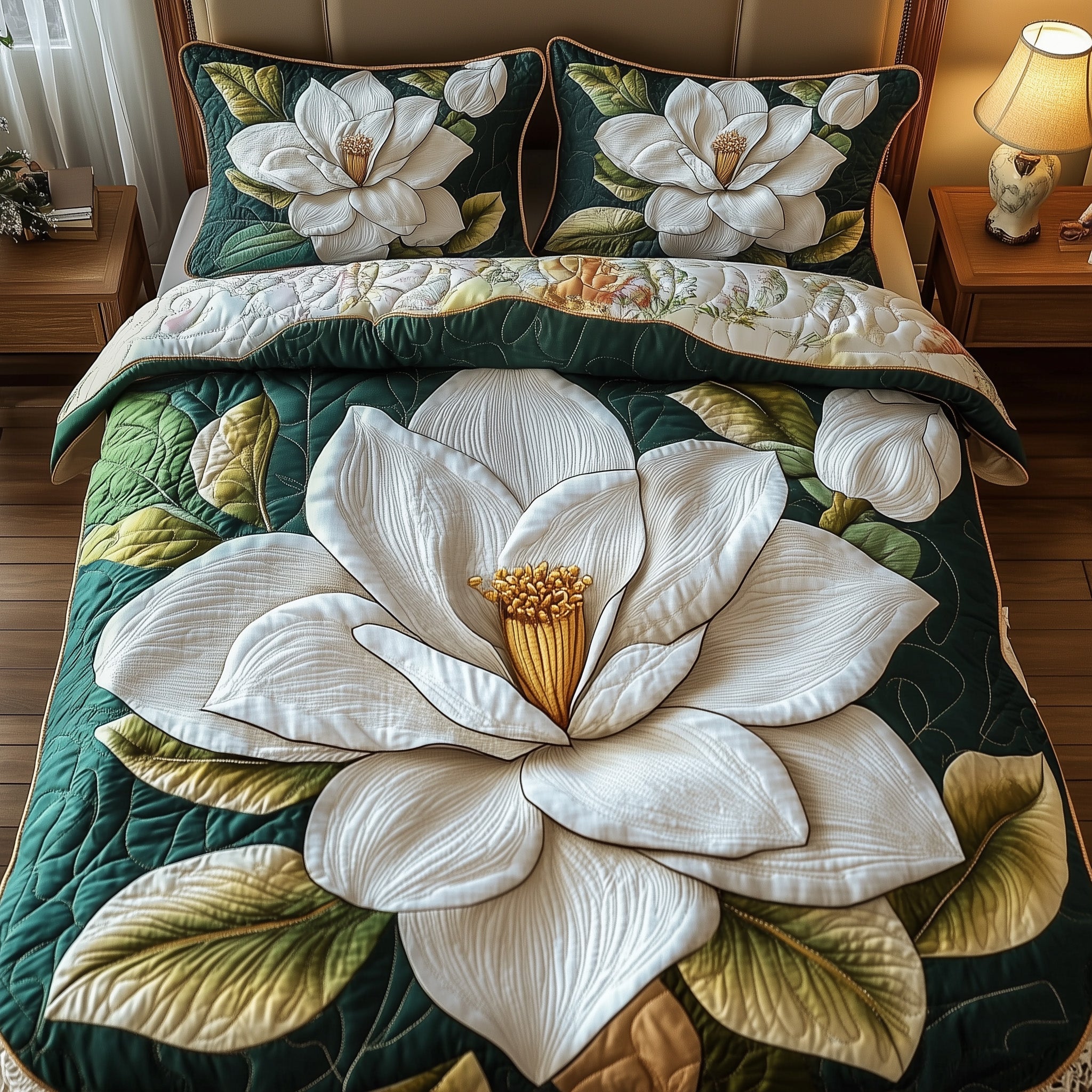 Magnolia Bloom Quilted Bedding Set Duvet Cover Bed Sheet Suggestions For Family Christmas Gifts