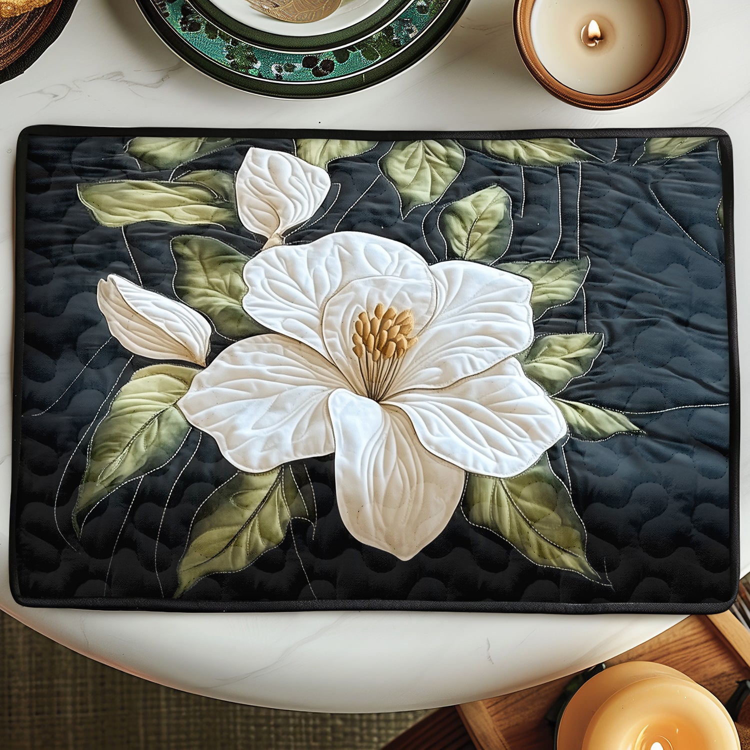 Magnolia Bloom Quilted Place Mat Dining Table Accessories Sunflower Gift Items