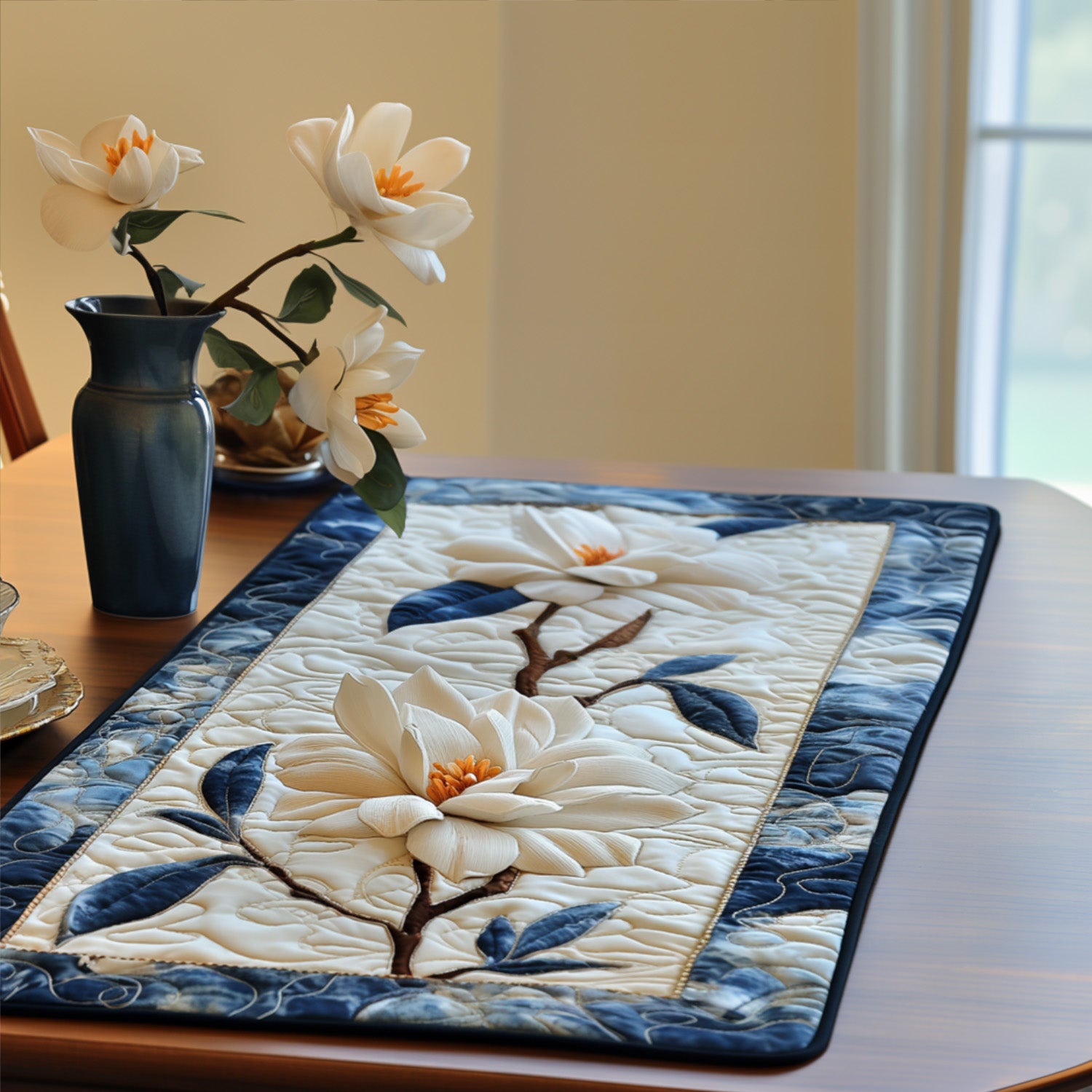 Magnolia Blooming Quilted Place Mat Dining Table Accessories Sunflower Christmas Gift Ideas