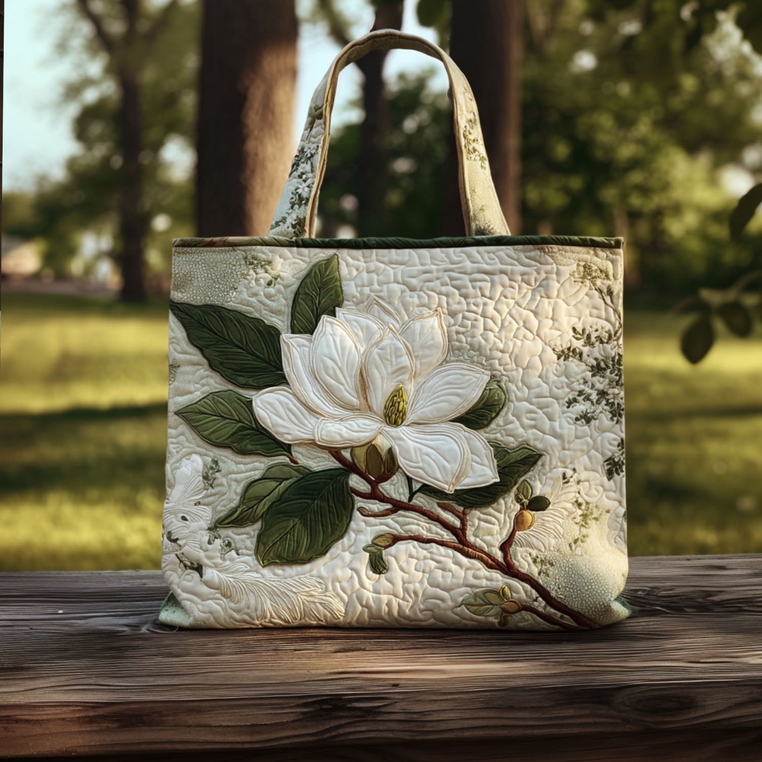Magnolia Blossom Quilted Tote Bag Gifts For The Flower Lover