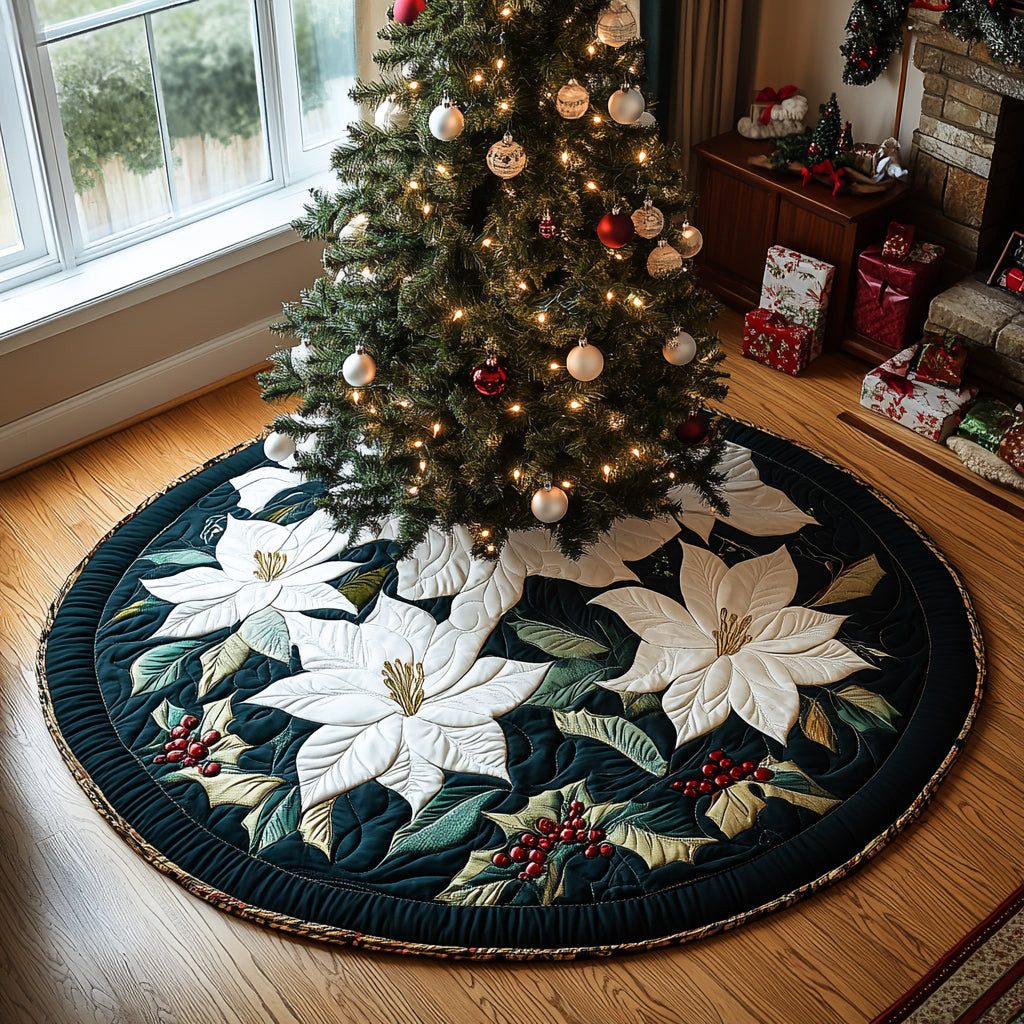 Magnolia Cheer Christmas Quilted Tree Skirt Floral Design Best Gifts For Christmas