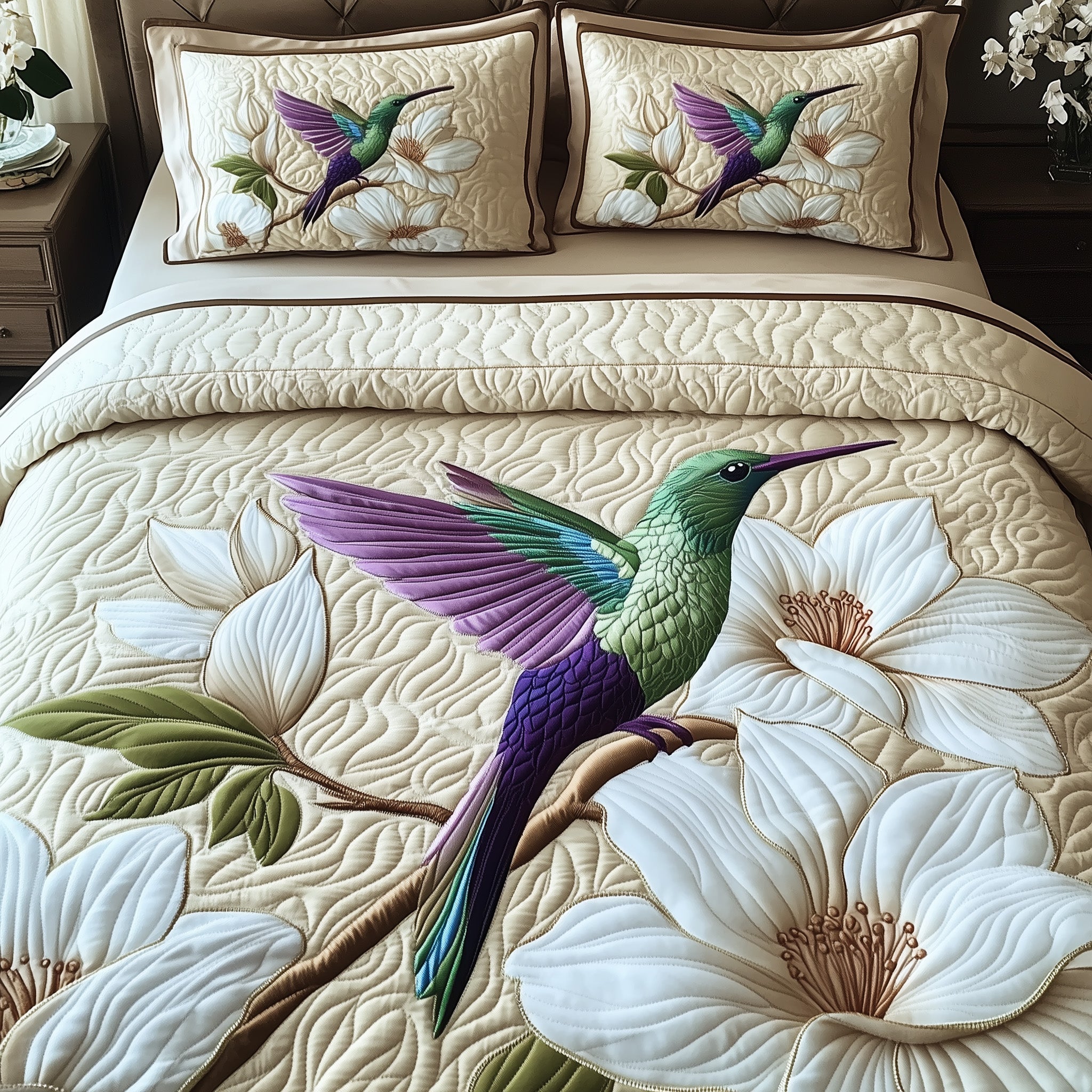 Magnolia Dance Quilted Bedding Set Durable & Long-lasting
