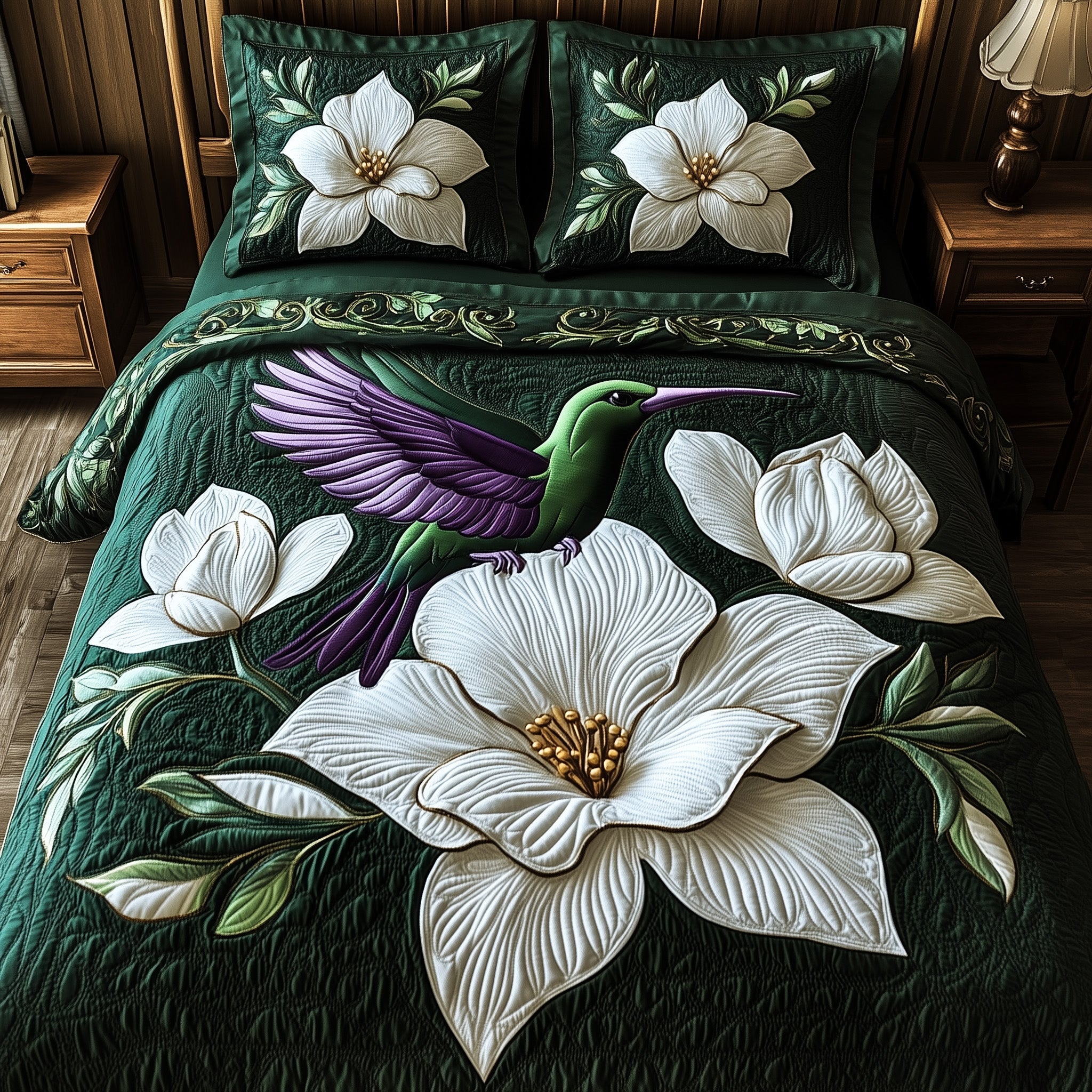 Magnolia Dance Quilted Bedding Set Duvet Cover Bedspread Unusual Hummingbird Gifts