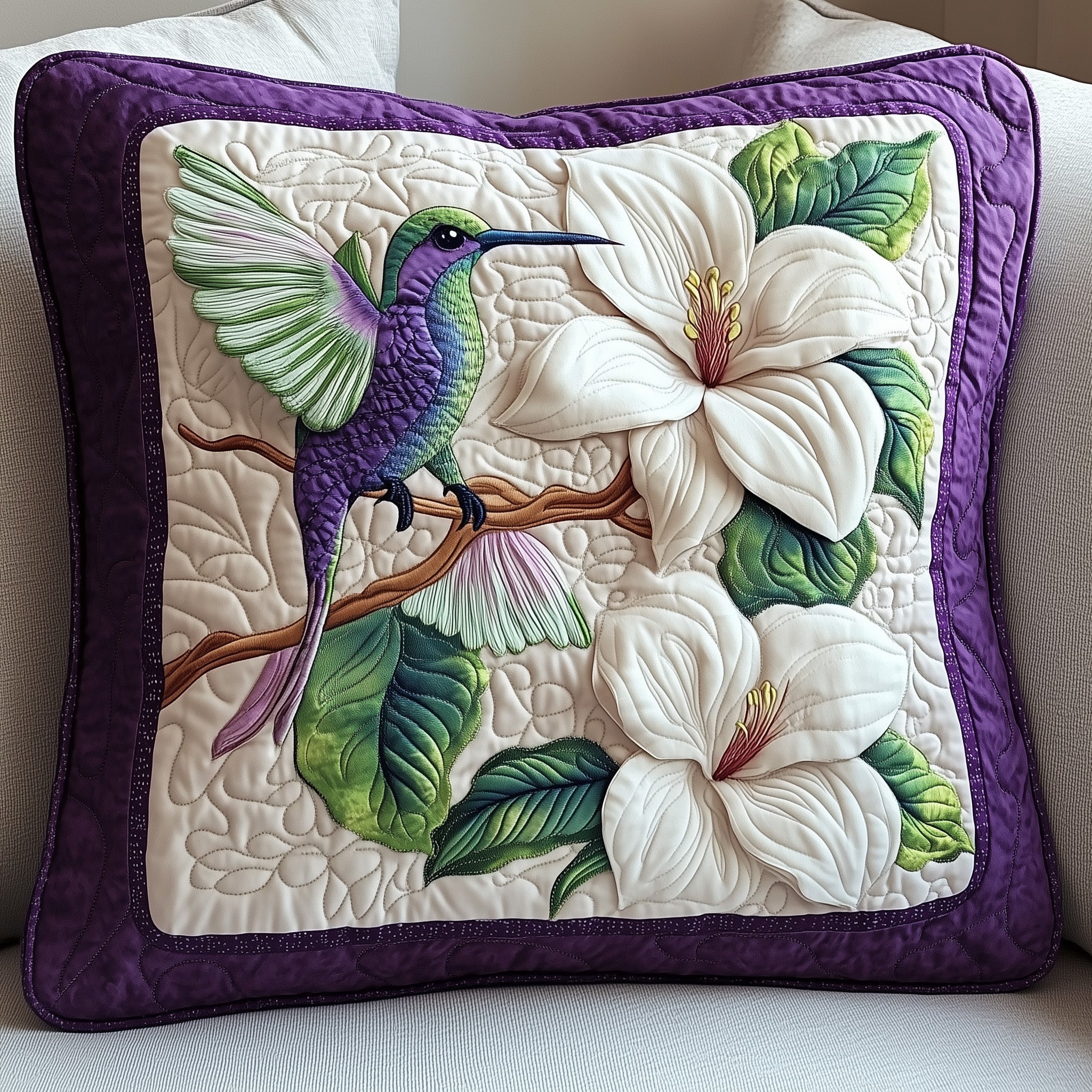 Magnolia Dance Quilted Pillow Case Square Pillow Cushion CoverBest Hummingbird Gifts For Christmas