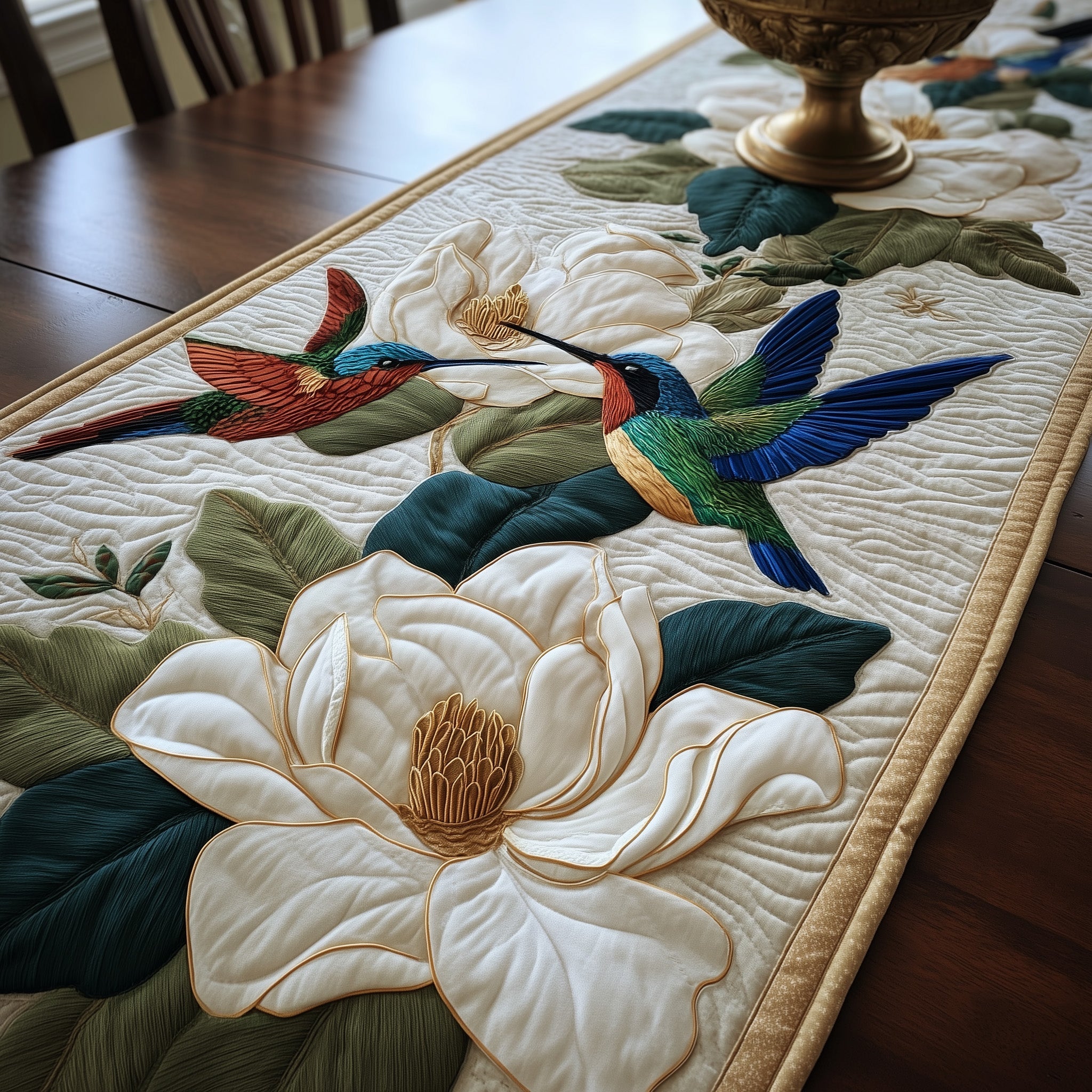 Magnolia Dance Quilted Table Runner Christmas Dining Table Runner