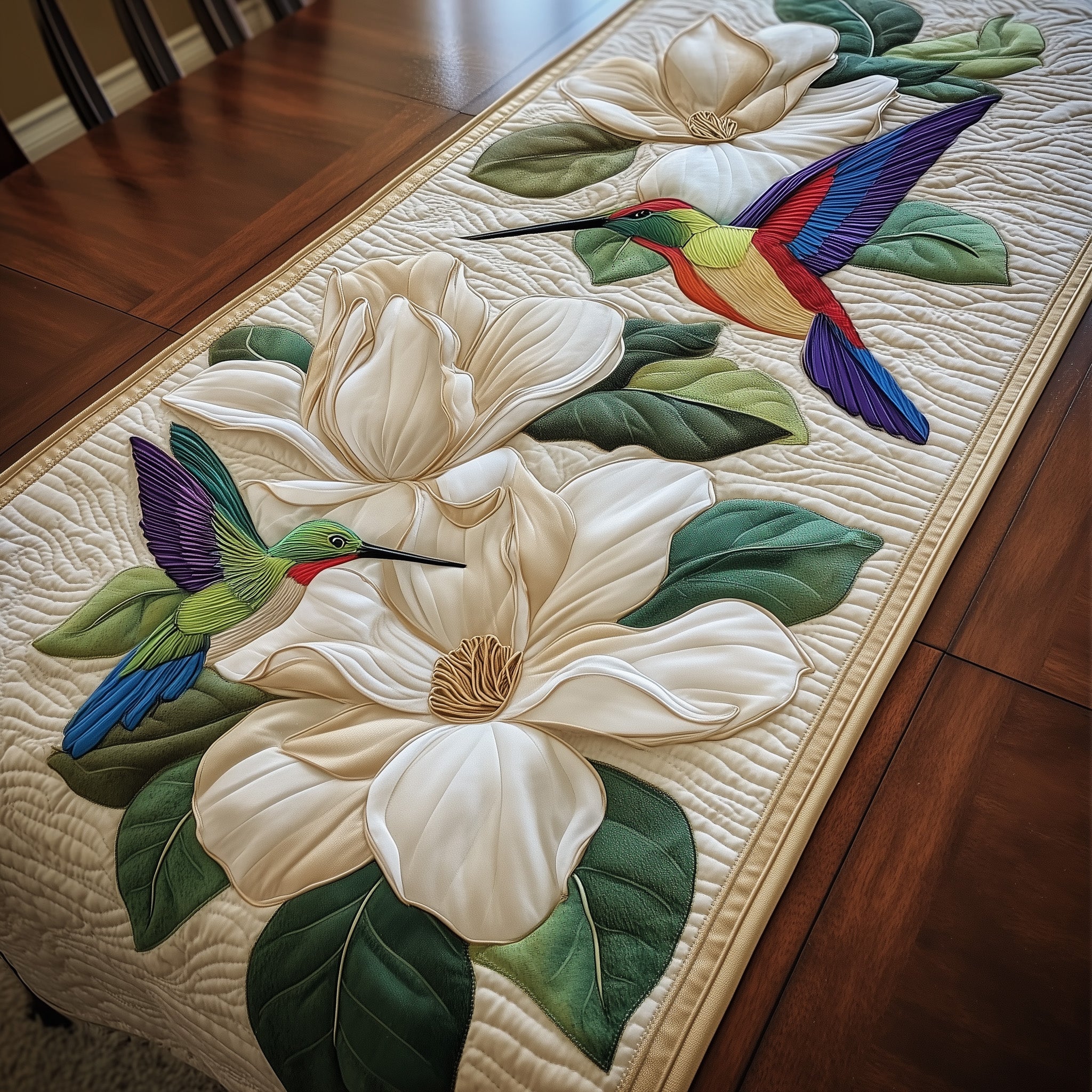 Magnolia Dance Quilted Table Runner Cozy Winter Table Runner for Home