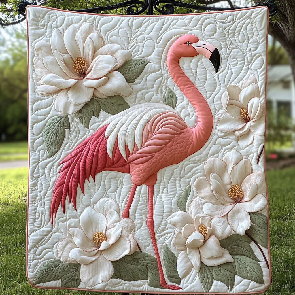 Magnolia Elegance Quilted Blanket Cool Throw Blanket Cool Flamingo Gifts