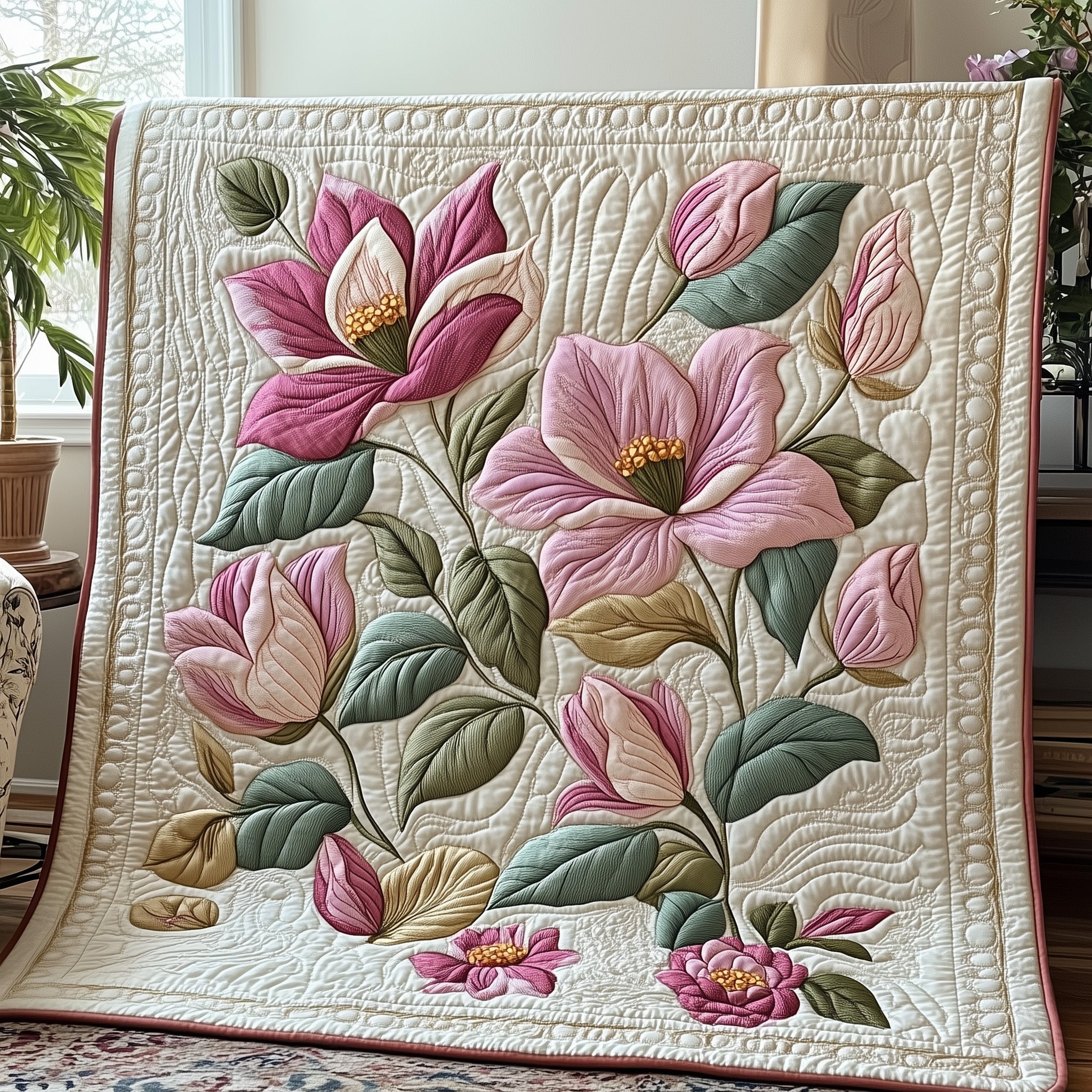 Magnolia Garden Quilted Blanket Cute Soft BlanketBudget Christmas Gifts For Family