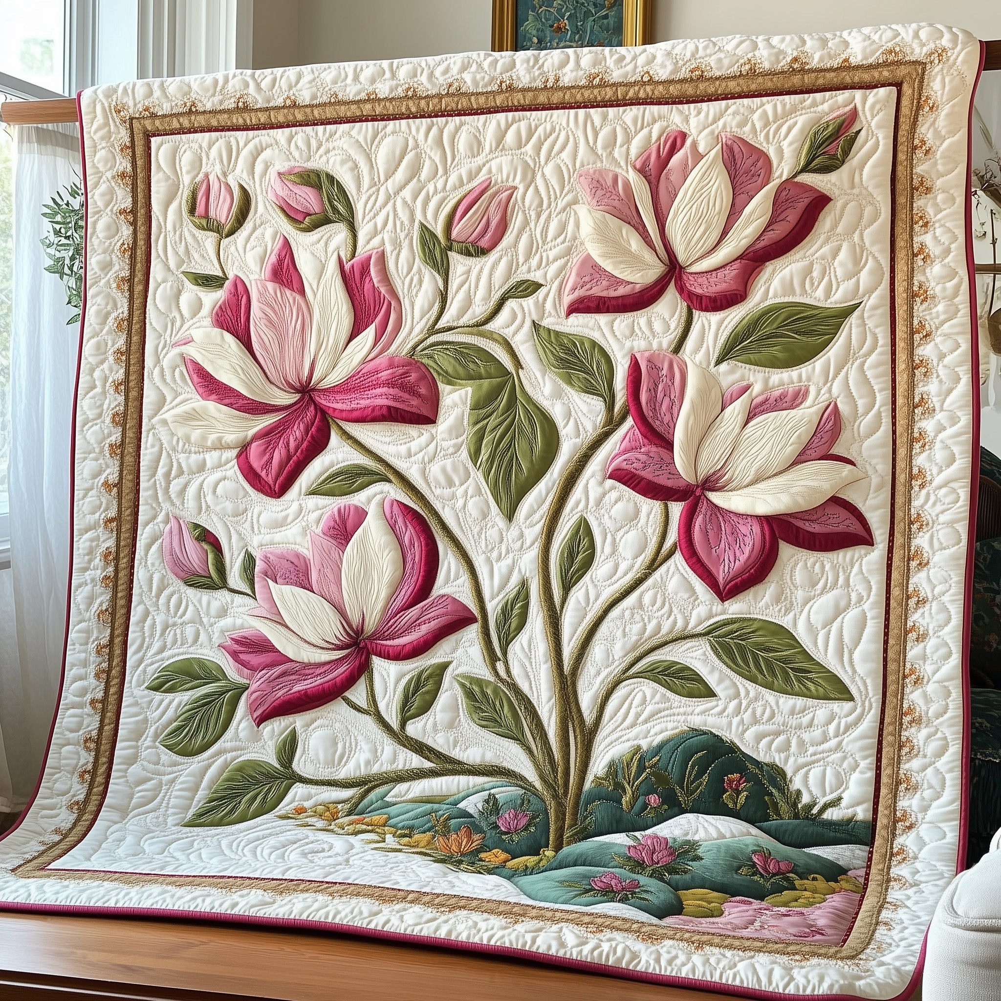 Magnolia Garden Quilted Blanket Cute Soft BlanketChristmas Gift Ideas For A Large Family