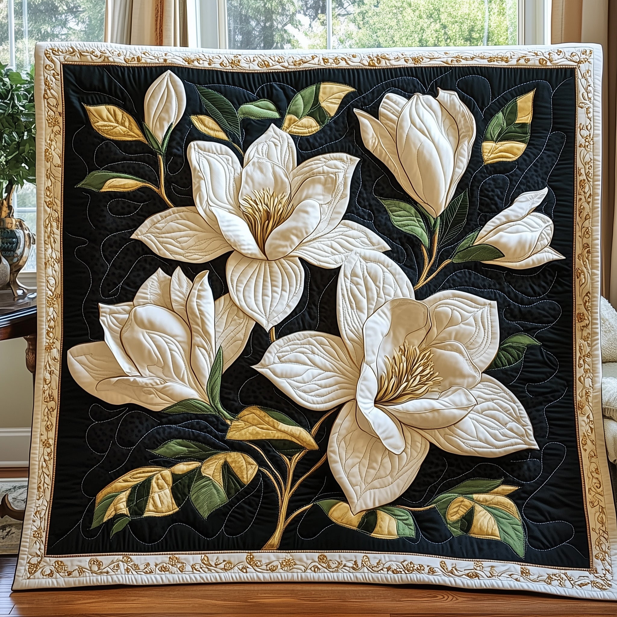 Magnolia Garden Quilted Blanket Cute Soft BlanketChristmas Gifts For Parent In Laws