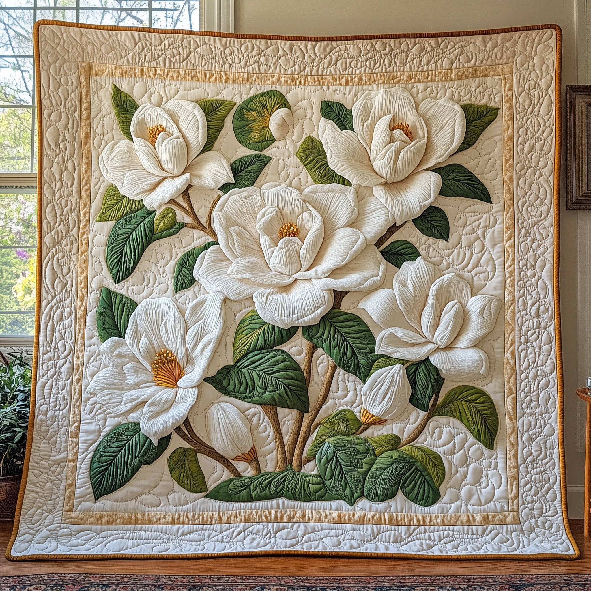 Magnolia Garden Quilted Blanket Cute Soft BlanketChristmas Presents For Parents In Law