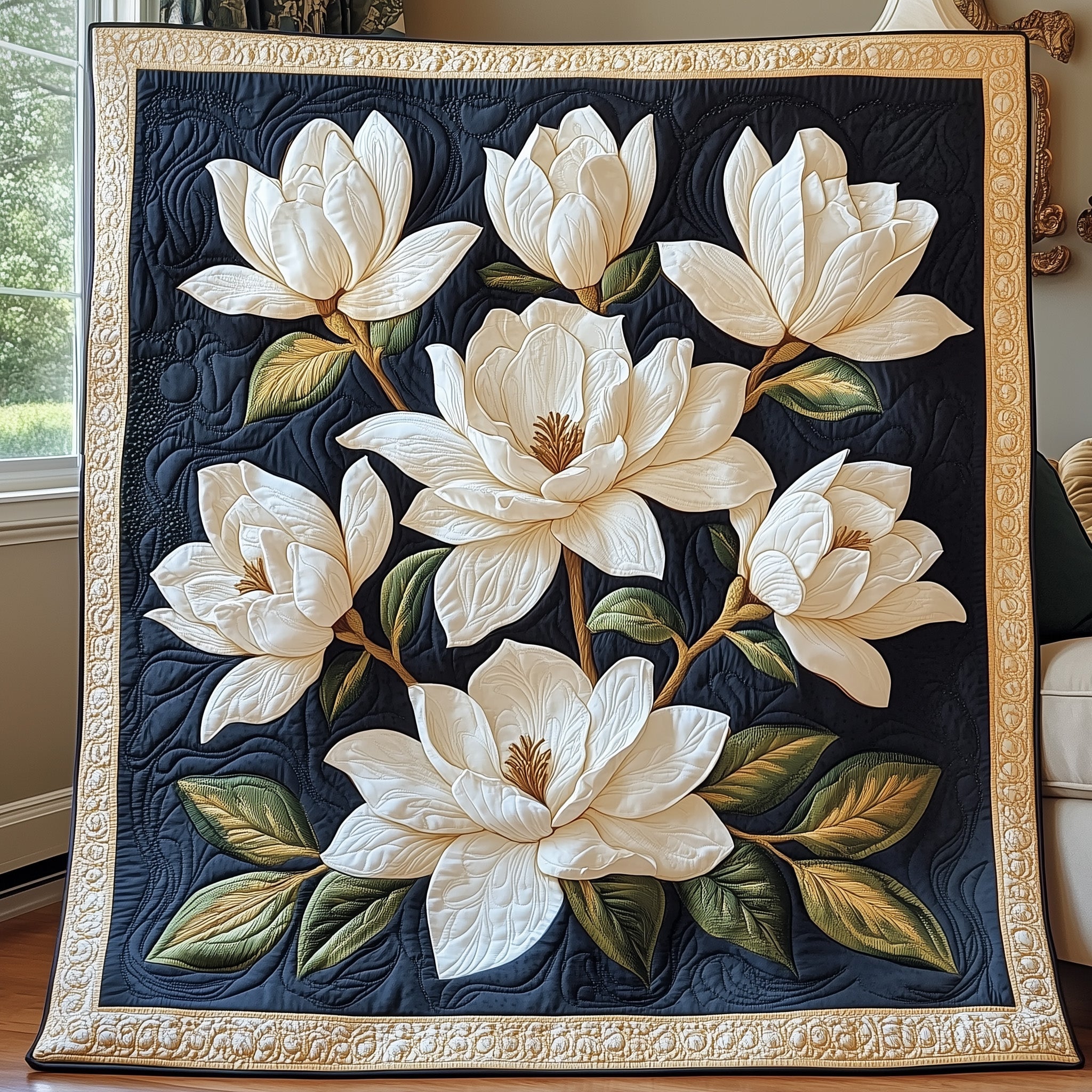 Magnolia Garden Quilted Blanket Cute Soft BlanketLarge Family Christmas Gift Ideas