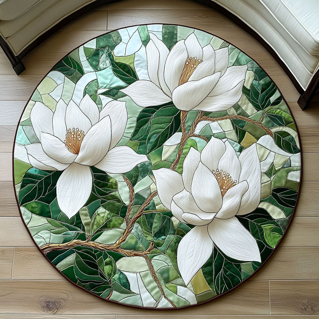 Magnolia Harmony Quilted Round Mat Unique Front Door Decor Gifts With Daisies On Them