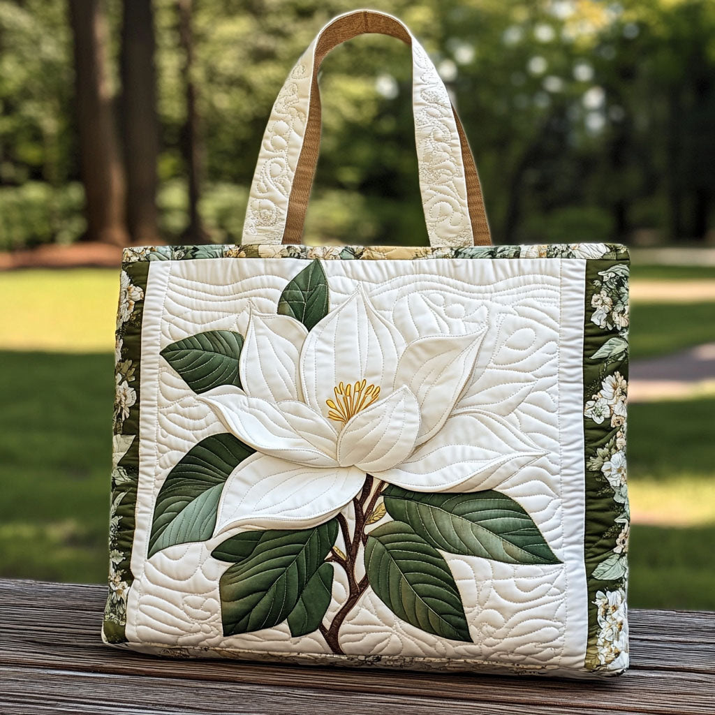 Magnolia Love Quilted Tote Bag Best Gifts For Flower Lovers