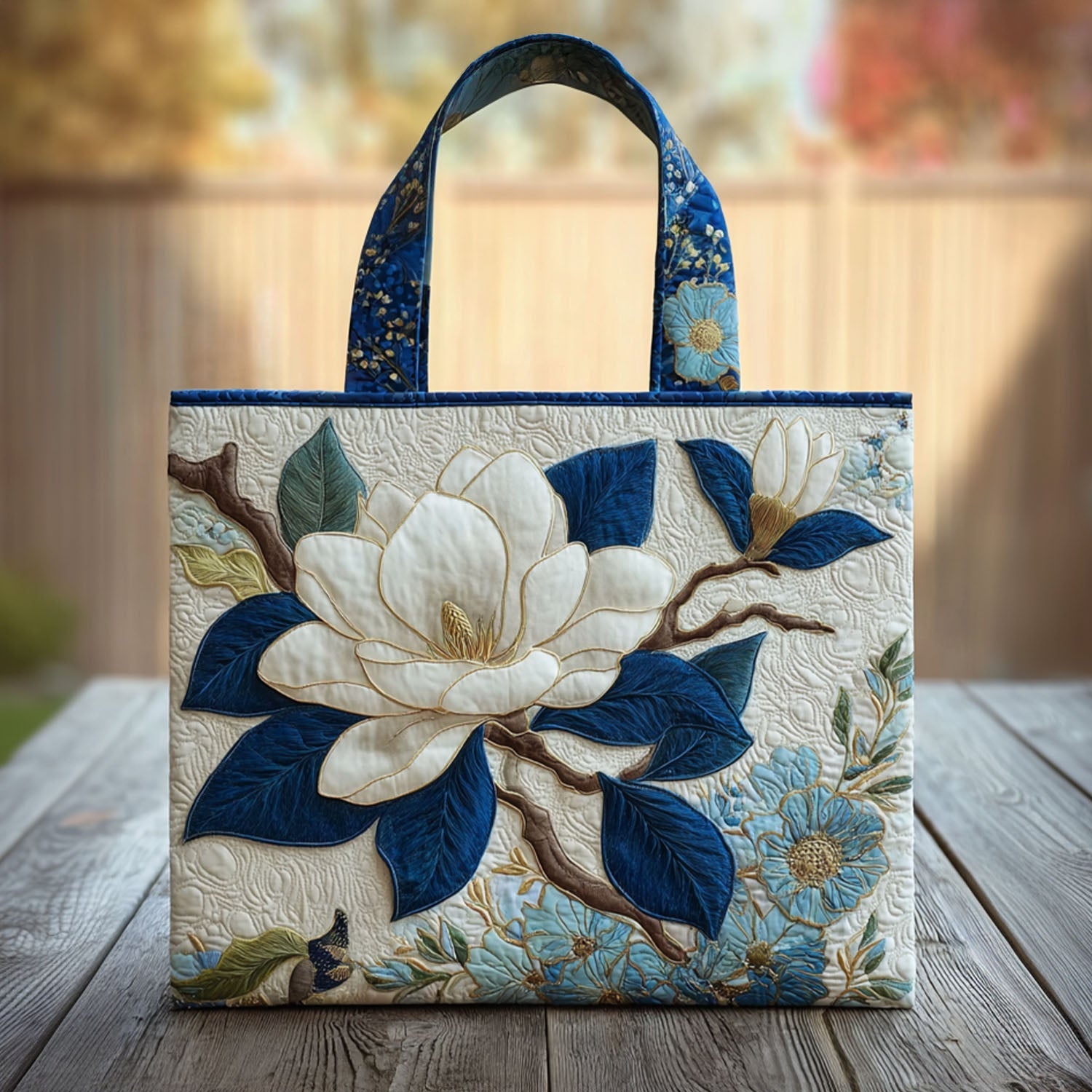 Magnolia Peace Quilted Tote Bag Christmas Gifts For Flower Lovers