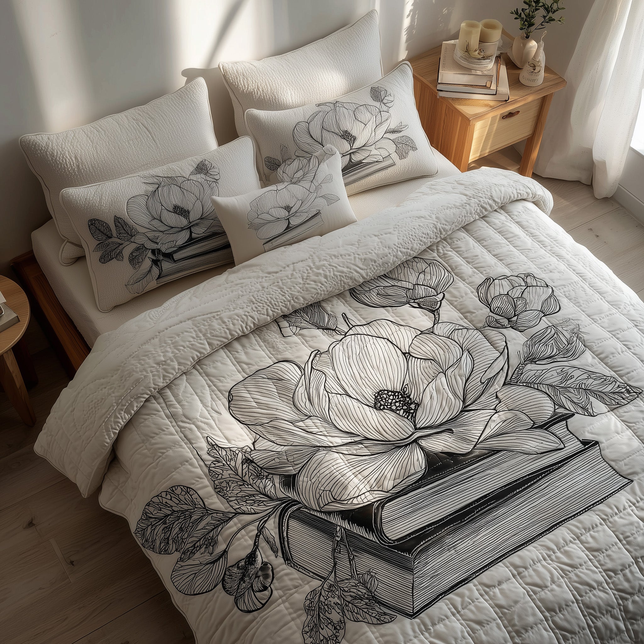 Magnolia Quilted Bedding Set Duvet Cover Bedspread Christmas Gifts For Men That Have Everything