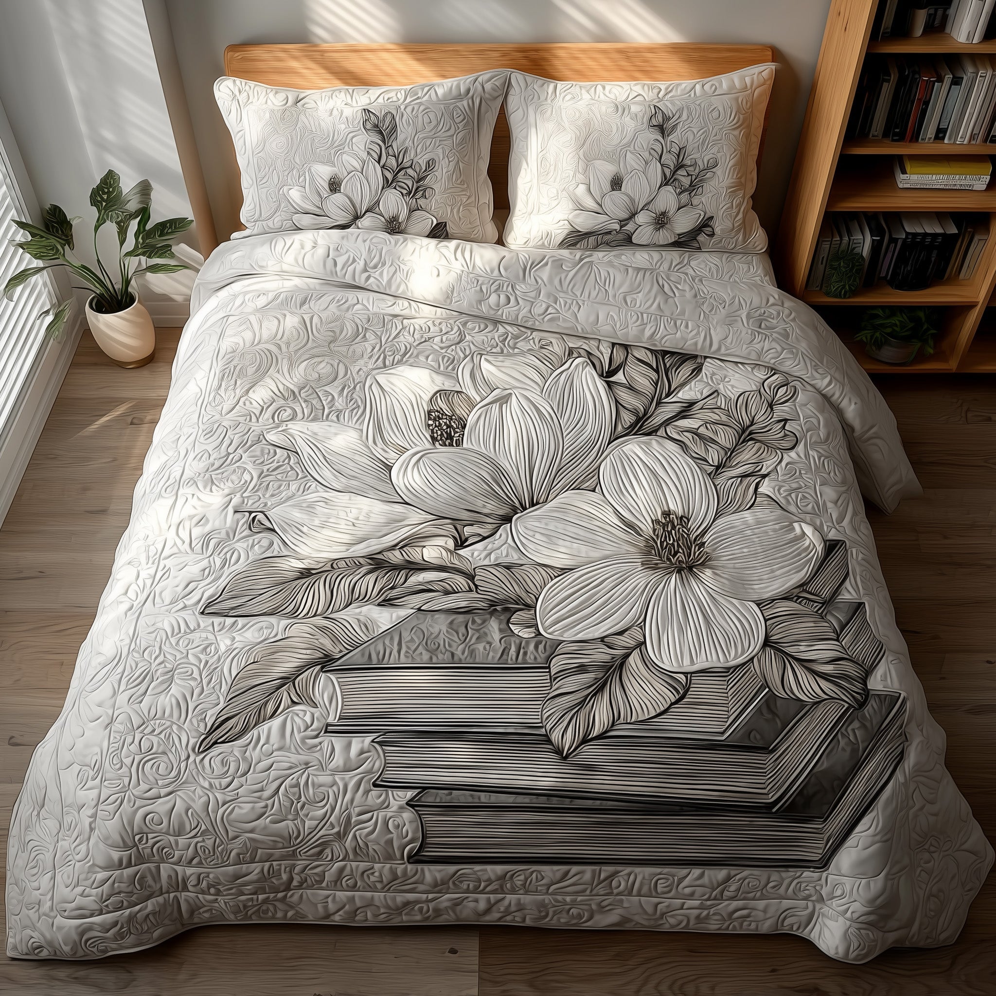 Magnolia Quilted Bedding Set Duvet Cover Bedspread Good Christmas Gifts For The Wife