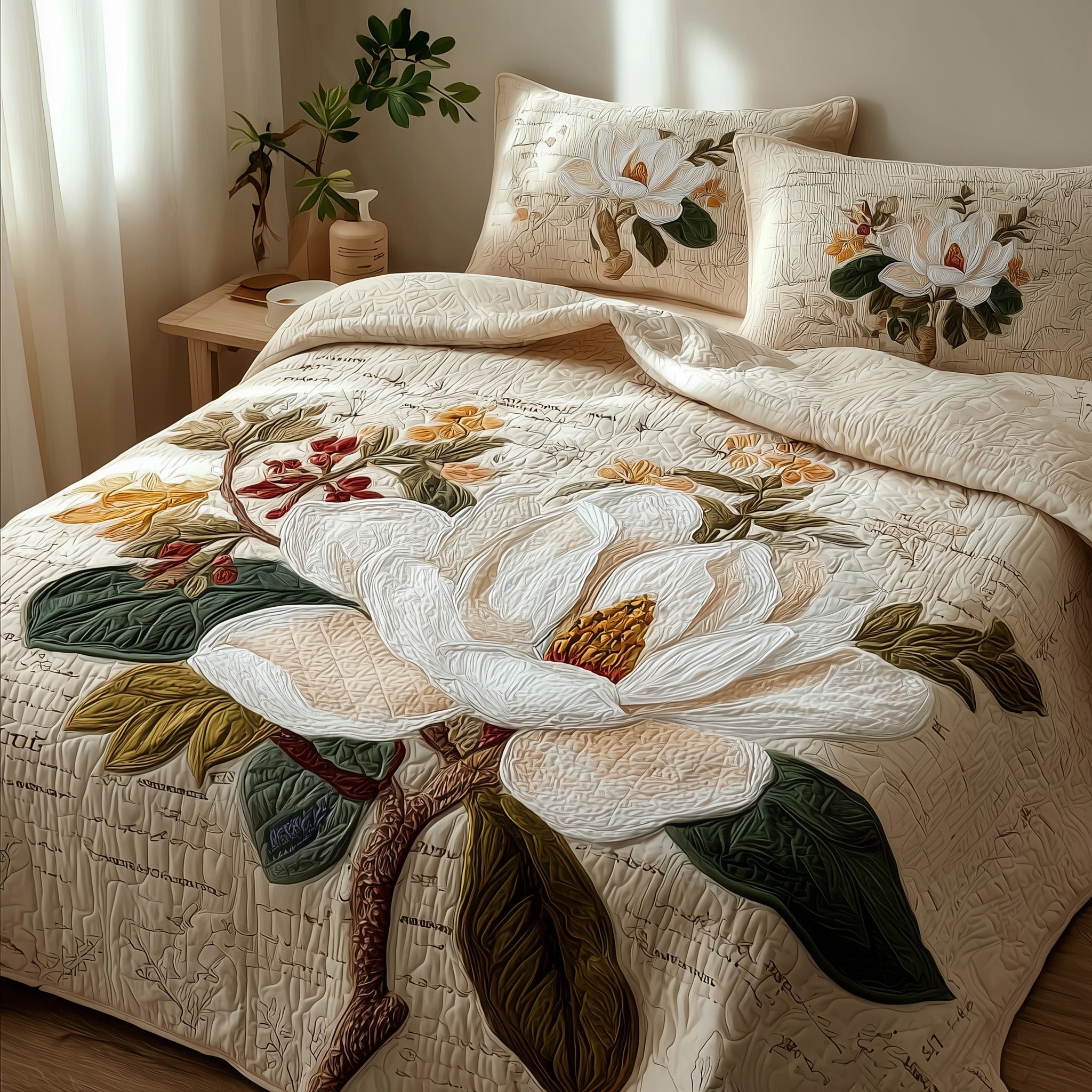 Magnolia Quilted Bedding Set Duvet Cover Bedspread Top 10 Xmas Gifts For Him