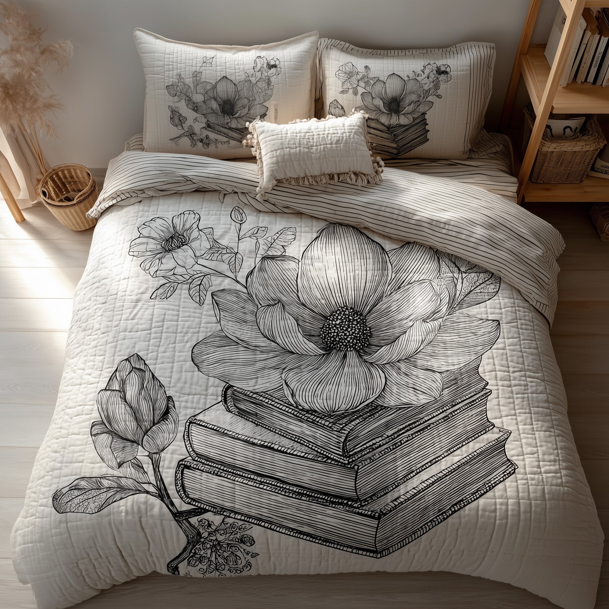 Magnolia Quilted Bedding Set Duvet Cover Bedspread Top 2024 Christmas Gifts