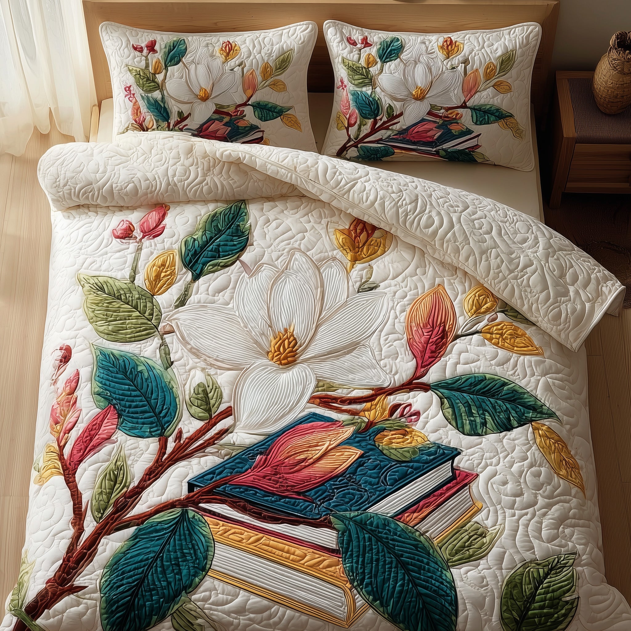 Magnolia Quilted Bedding Set Housewarming Gift