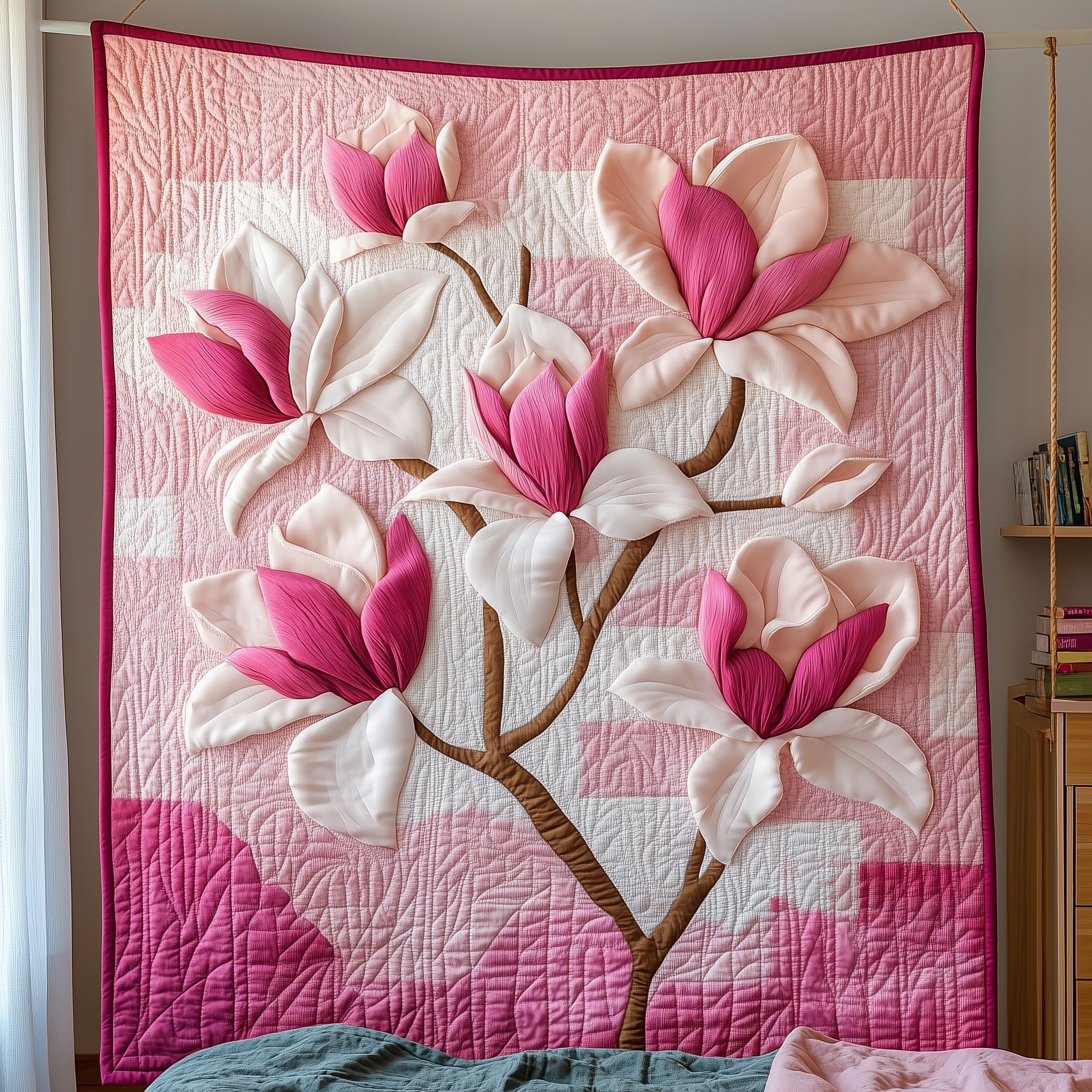 Magnolia Quilted Blanket Cute Soft BlanketChristmas Gifts For Family And Friends