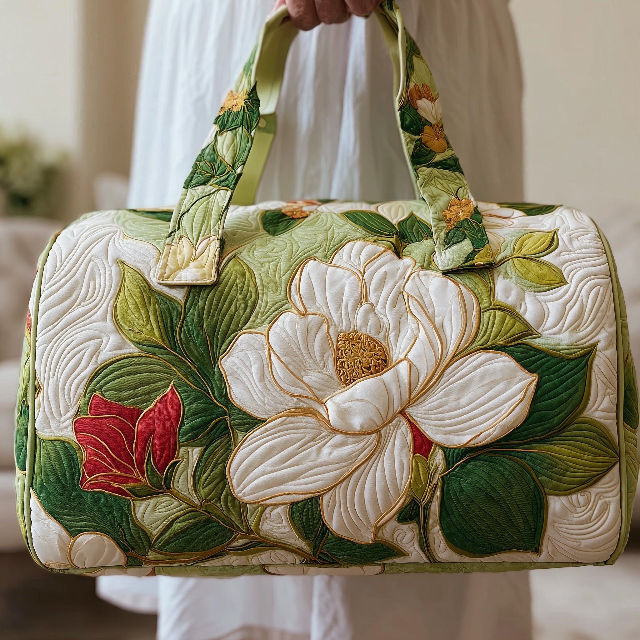 Magnolia Quilted Duffle Bag Gift For Family